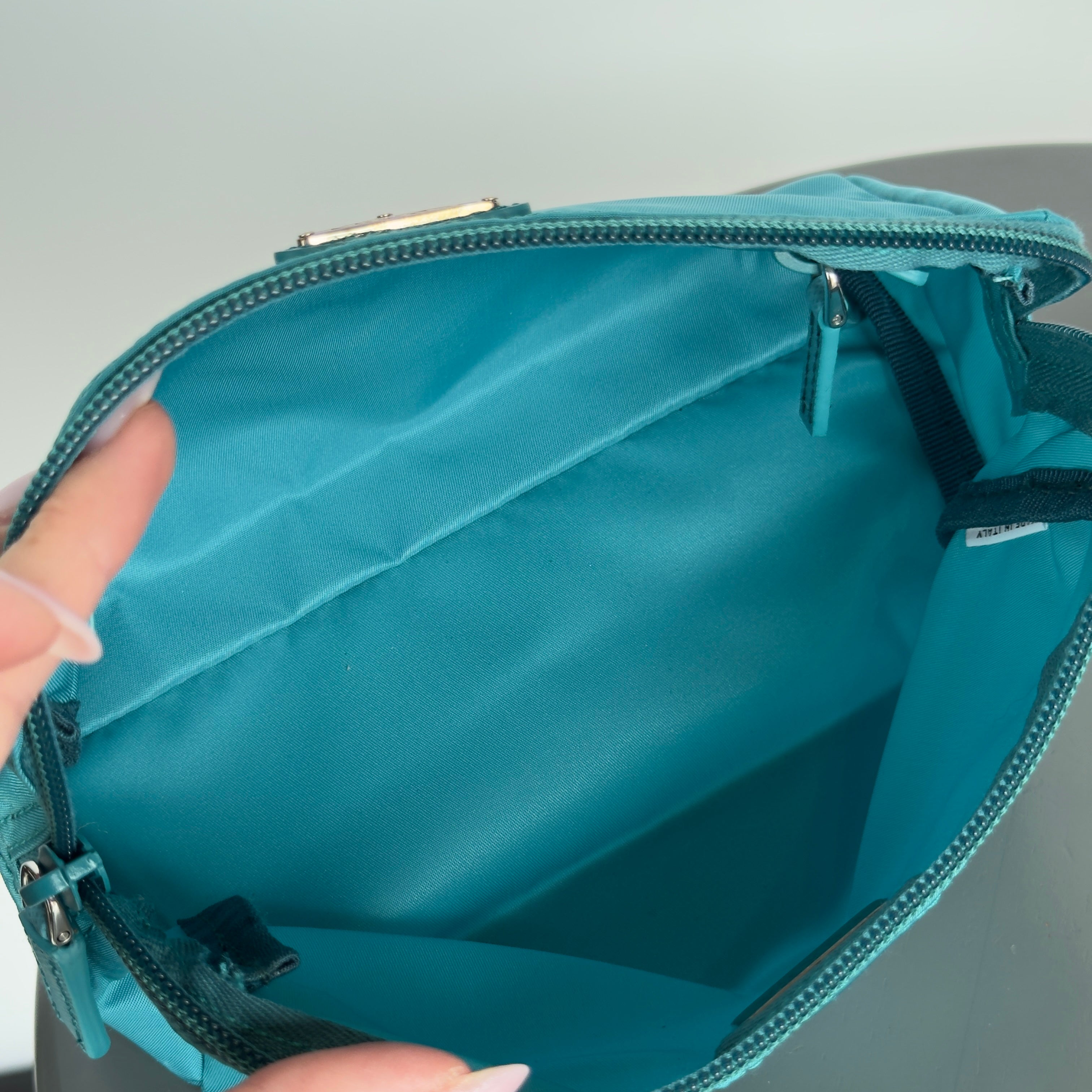 Prada Nylon Turquoise Cosmetic Pouch - Queen May