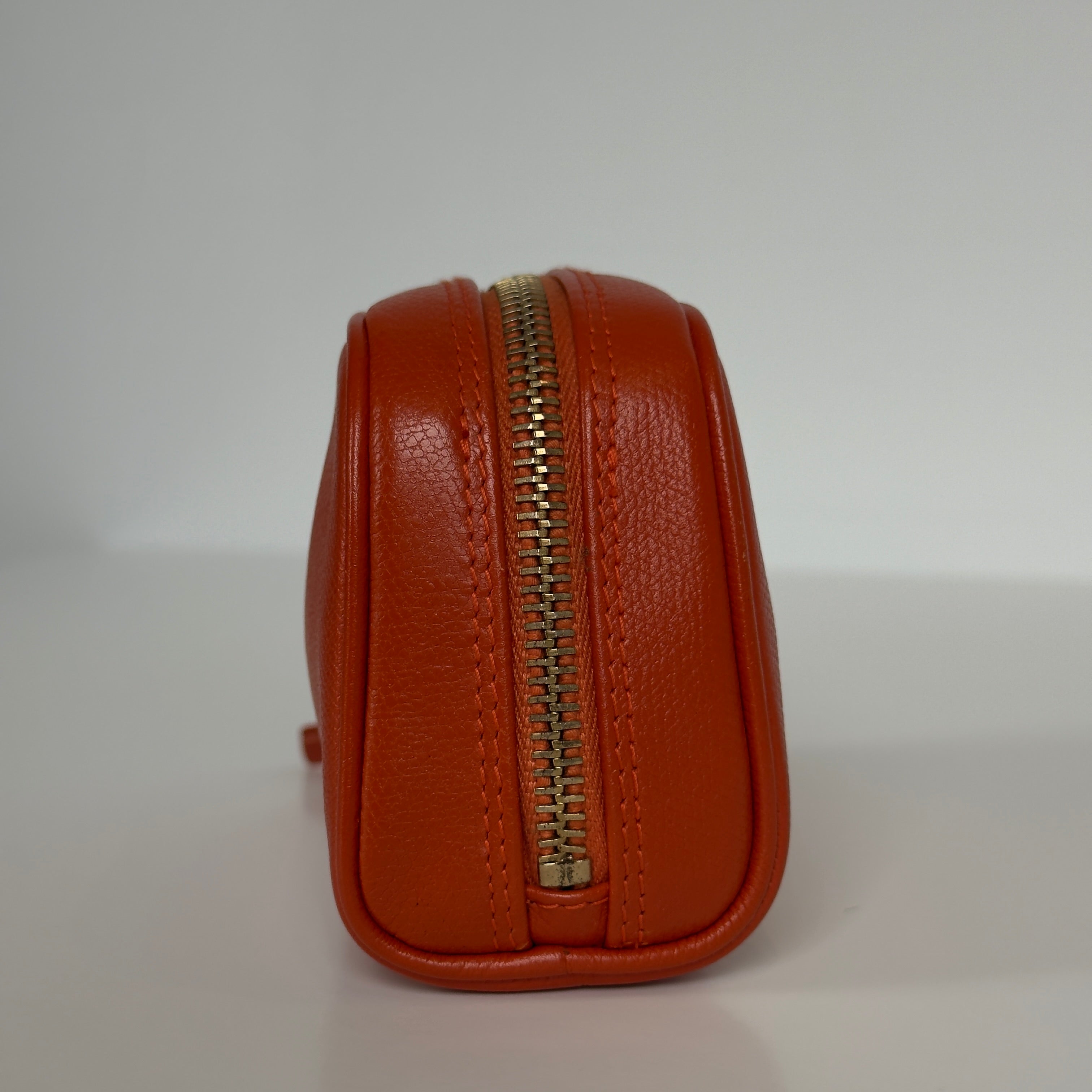 Chanel Cosmetic Pouch Orange Caviar Leather - Queen May