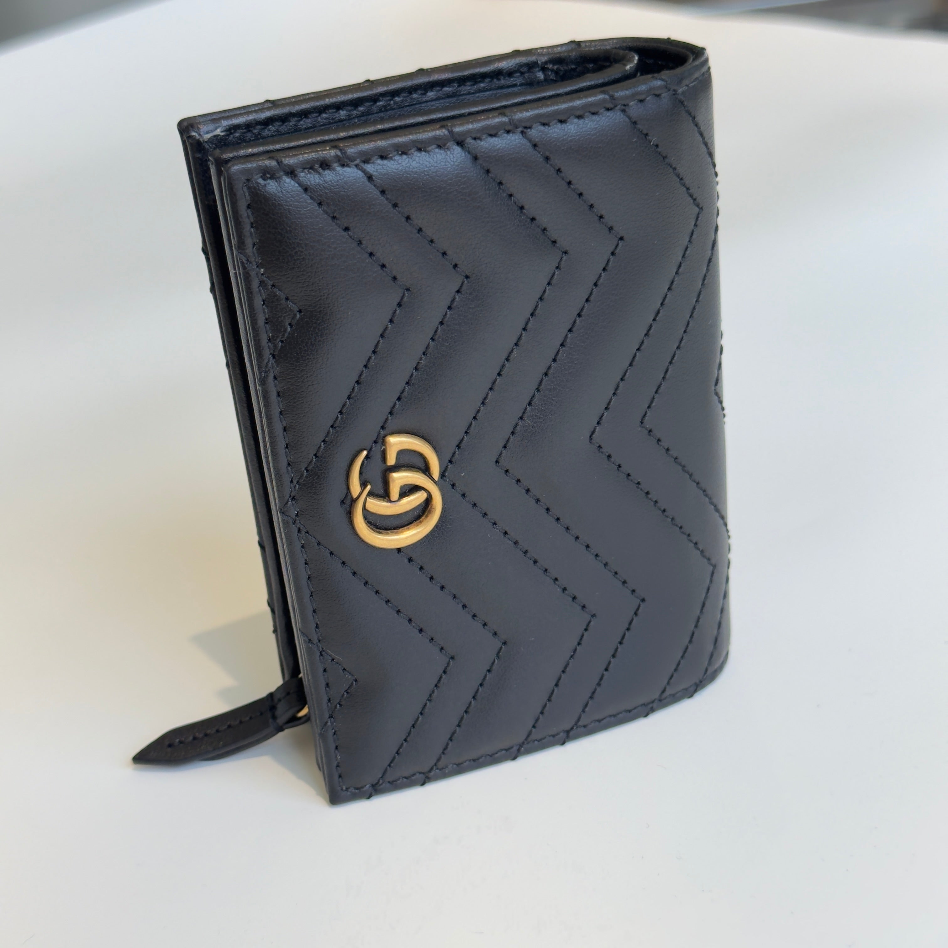 Gucci GG Marmont Card Case Wallet Black Leather - Queen May