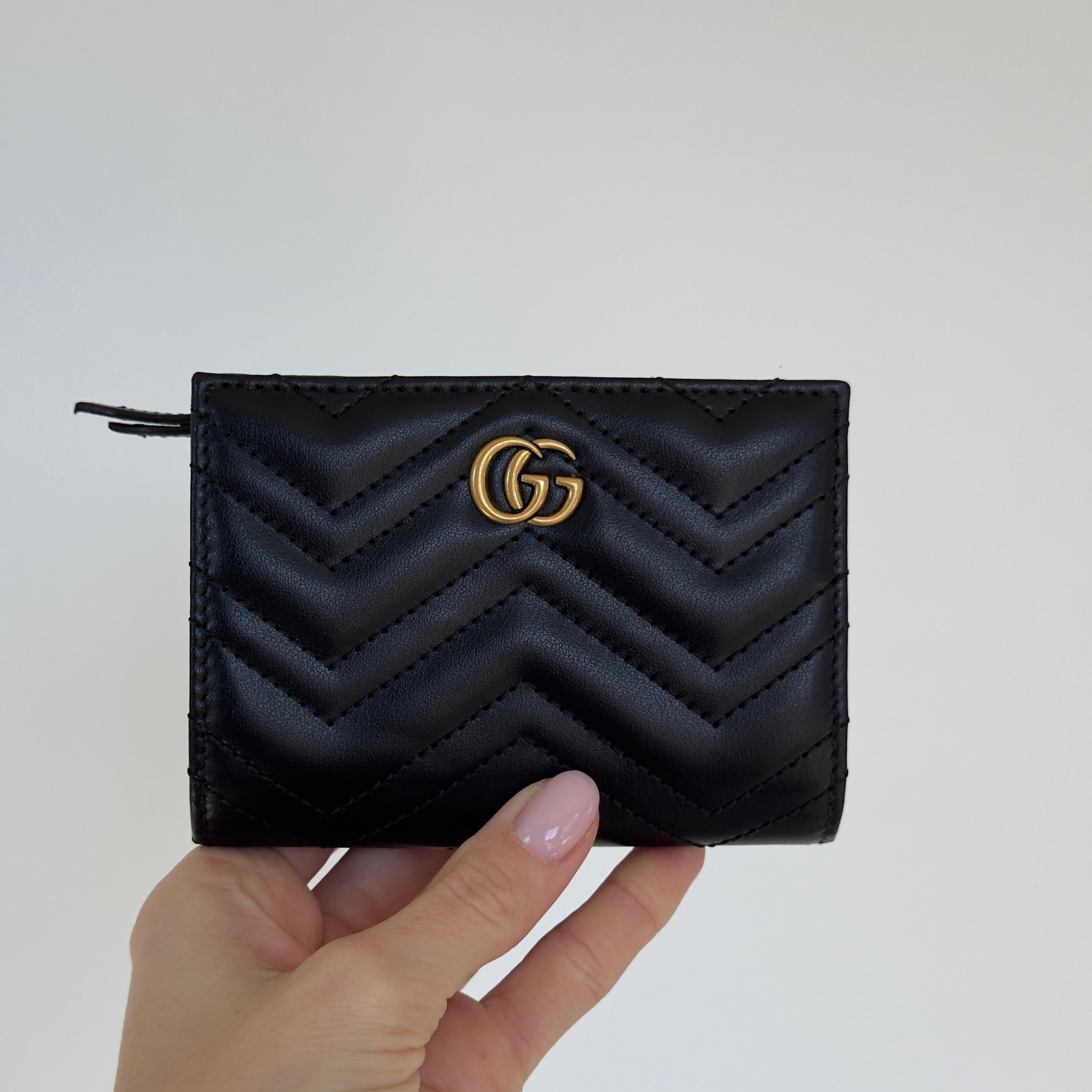 Gucci GG Marmont Card Case Wallet Black Leather - Queen May