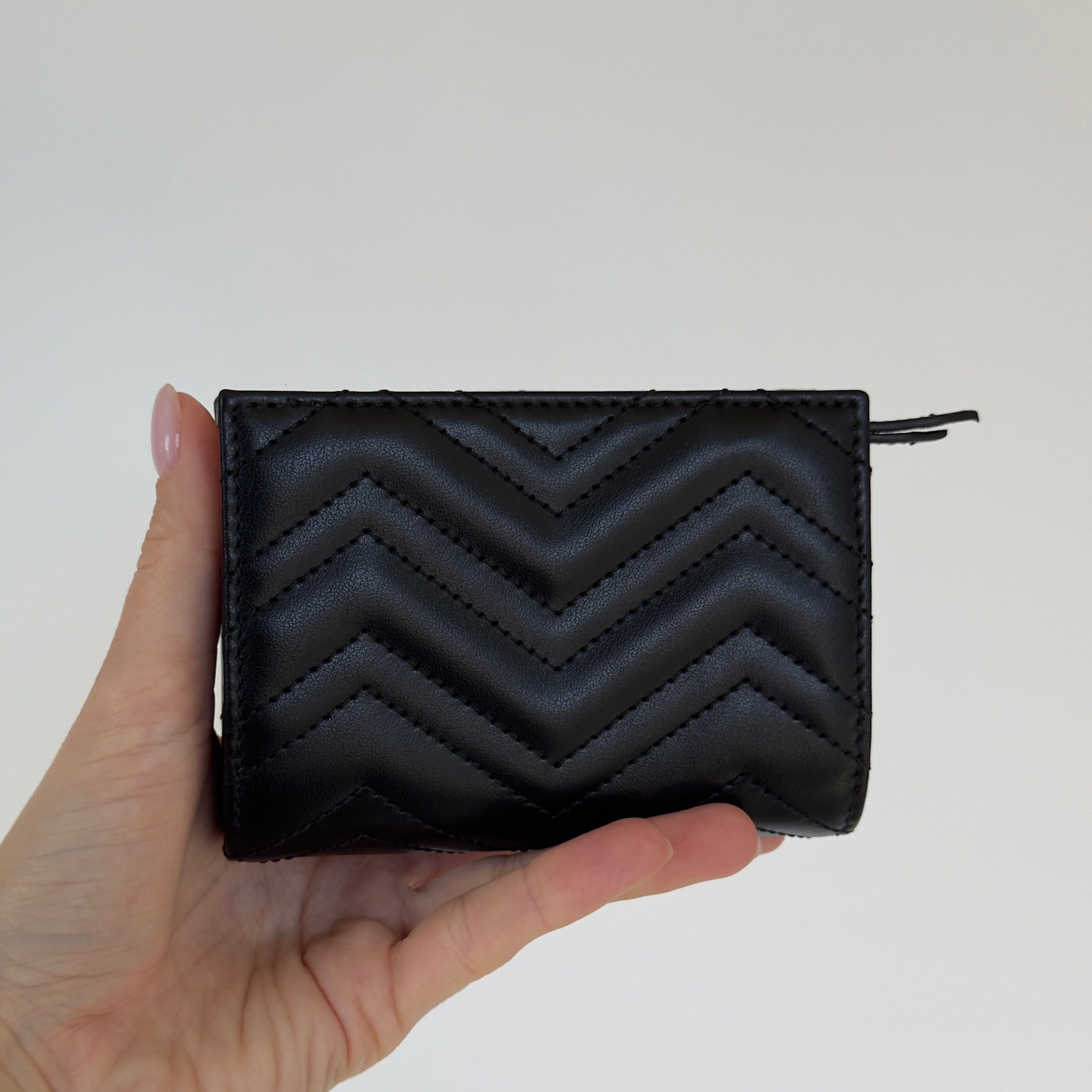 Gucci GG Marmont Card Case Wallet Black Leather - Queen May