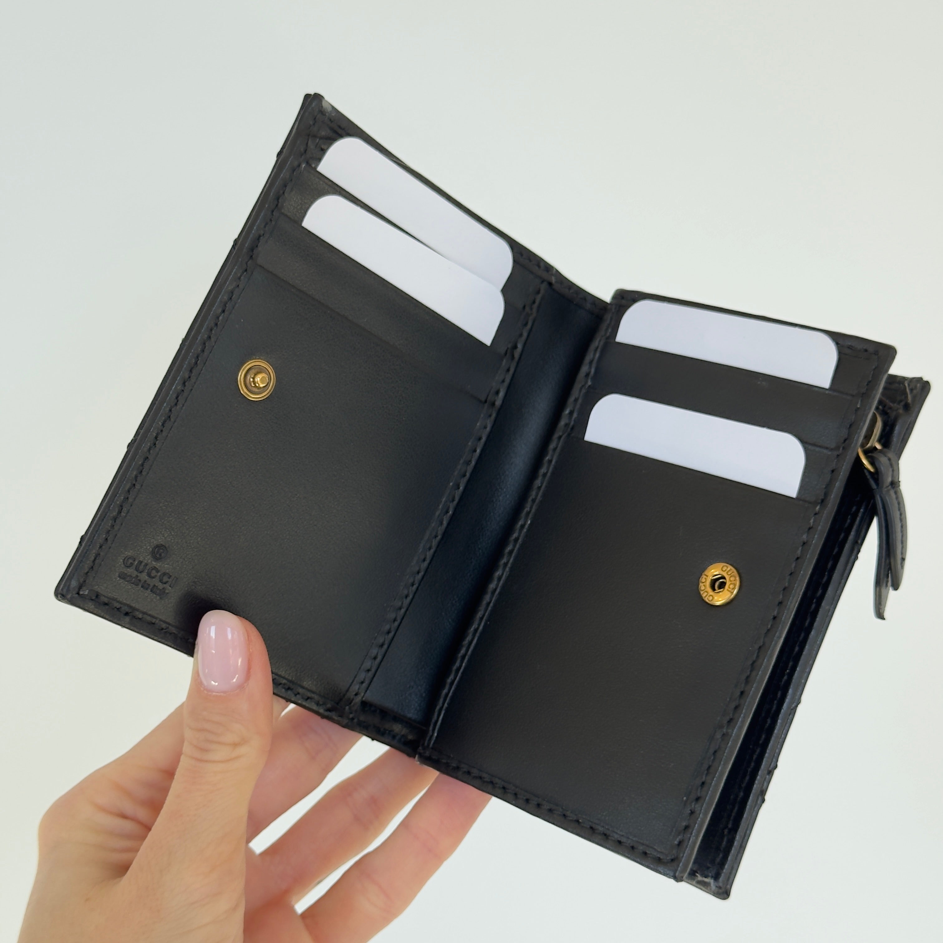 Gucci GG Marmont Card Case Wallet Black Leather - Queen May