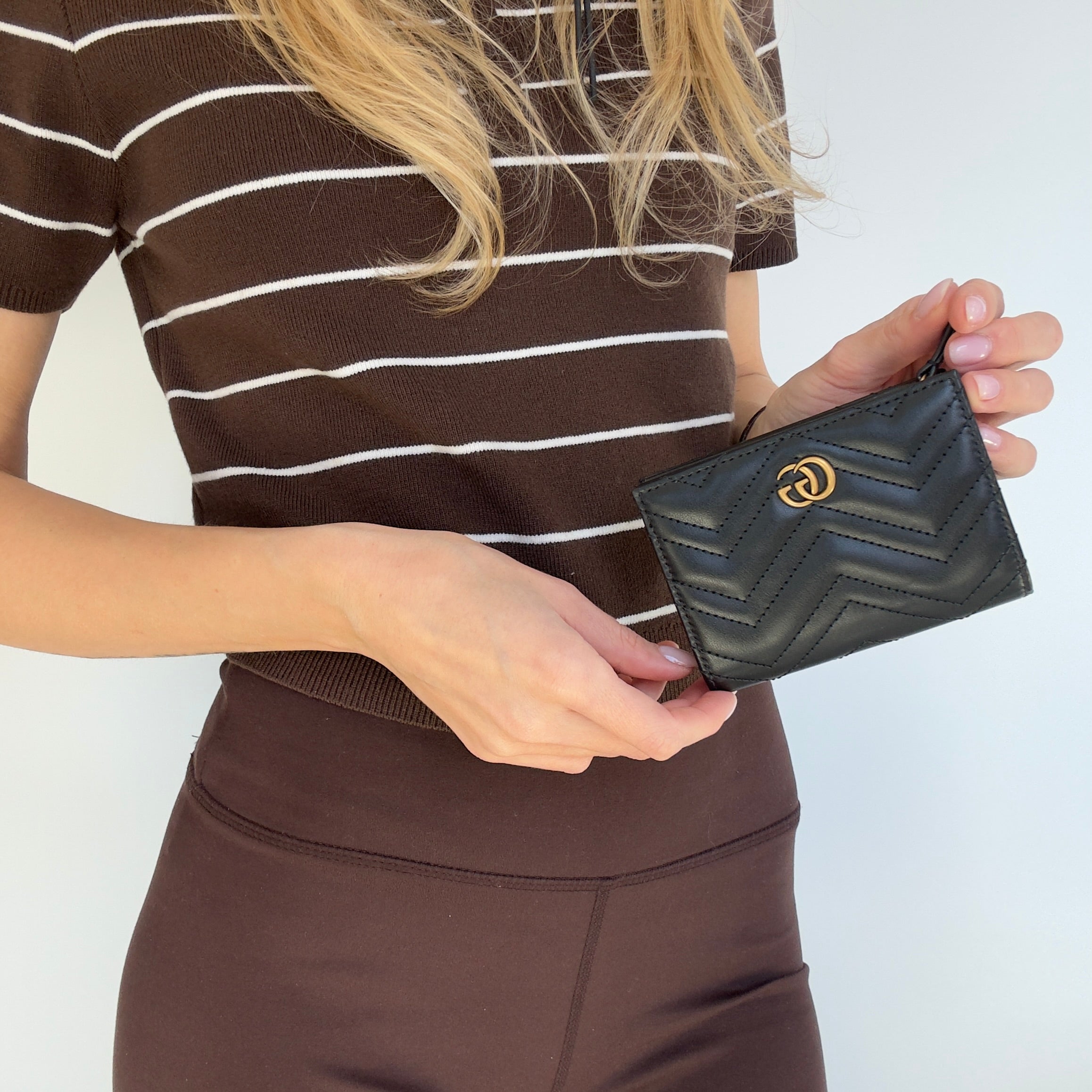 Gucci GG Marmont Card Case Wallet Black Leather - Queen May