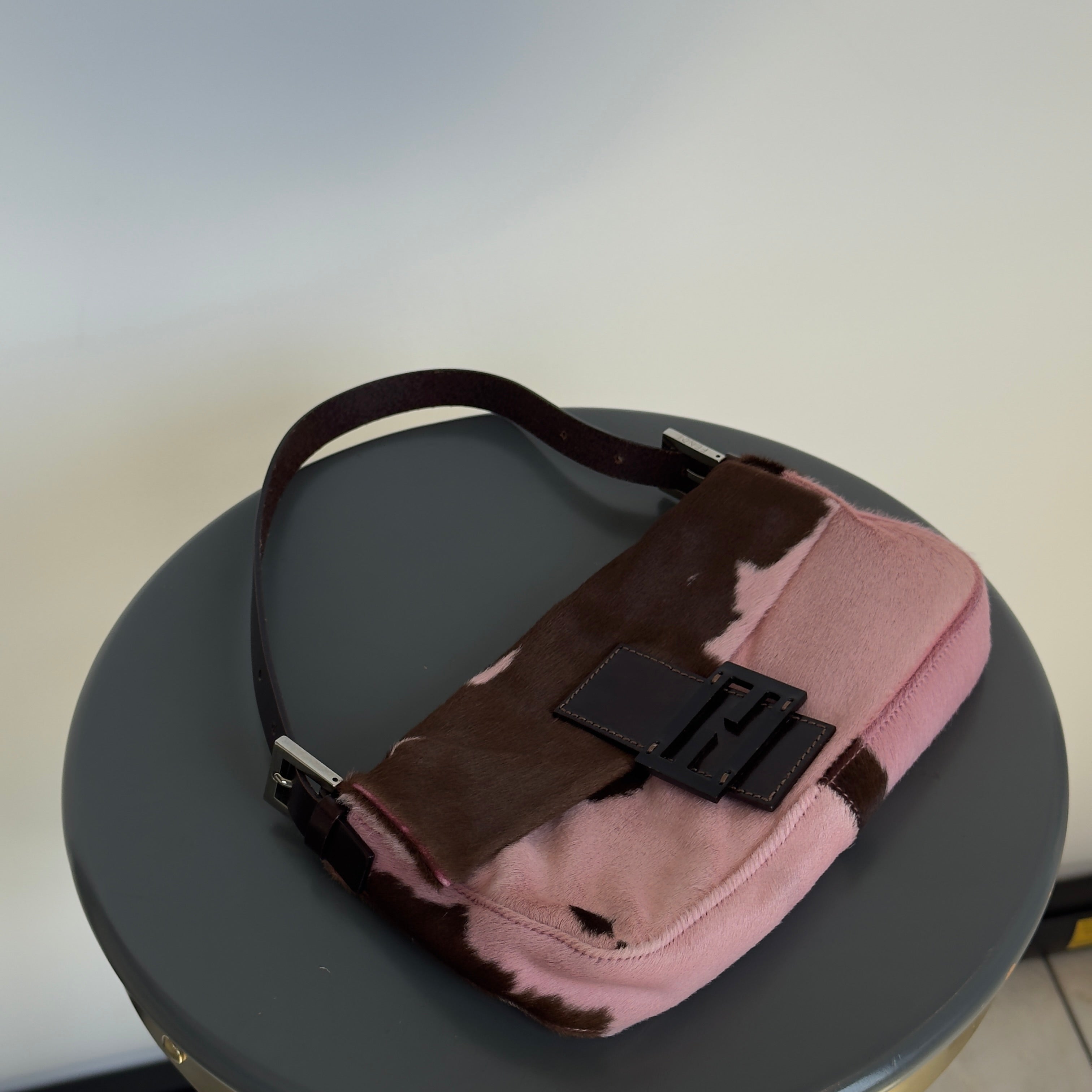 Rare Fendi Pink Cow Print Ponyhair Baguette - Queen May