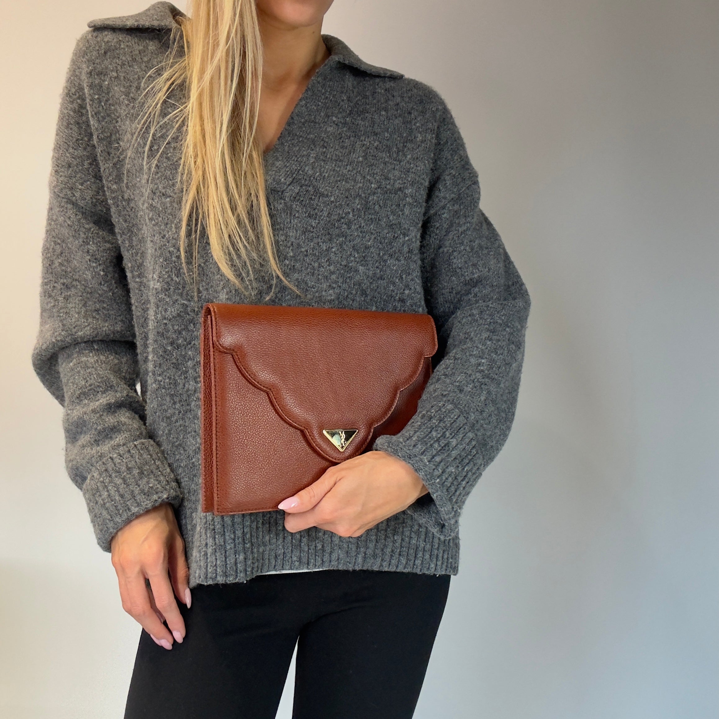 Vintage Yves Saint Laurent Brown Clutch - Queen May