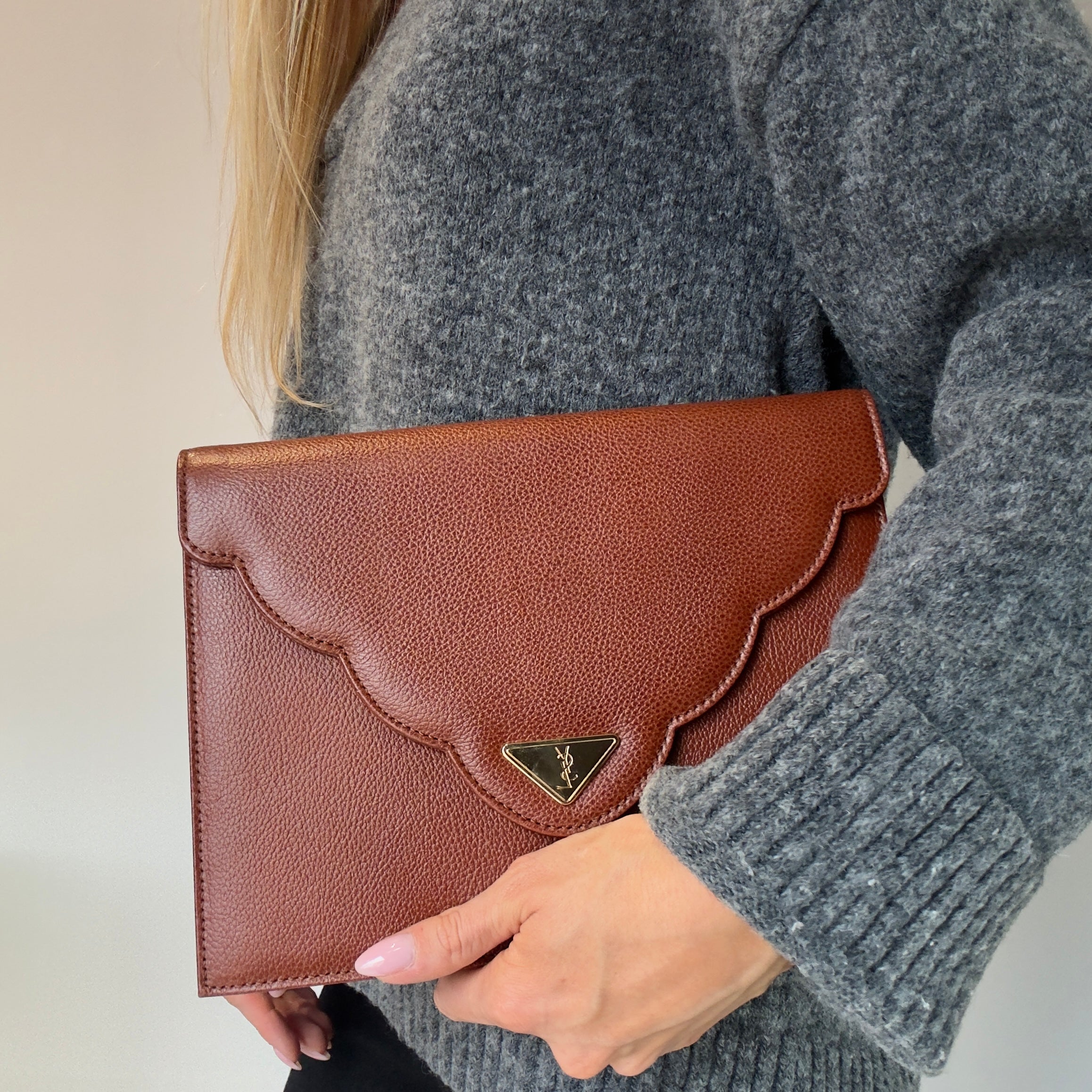 Vintage Yves Saint Laurent Brown Clutch - Queen May