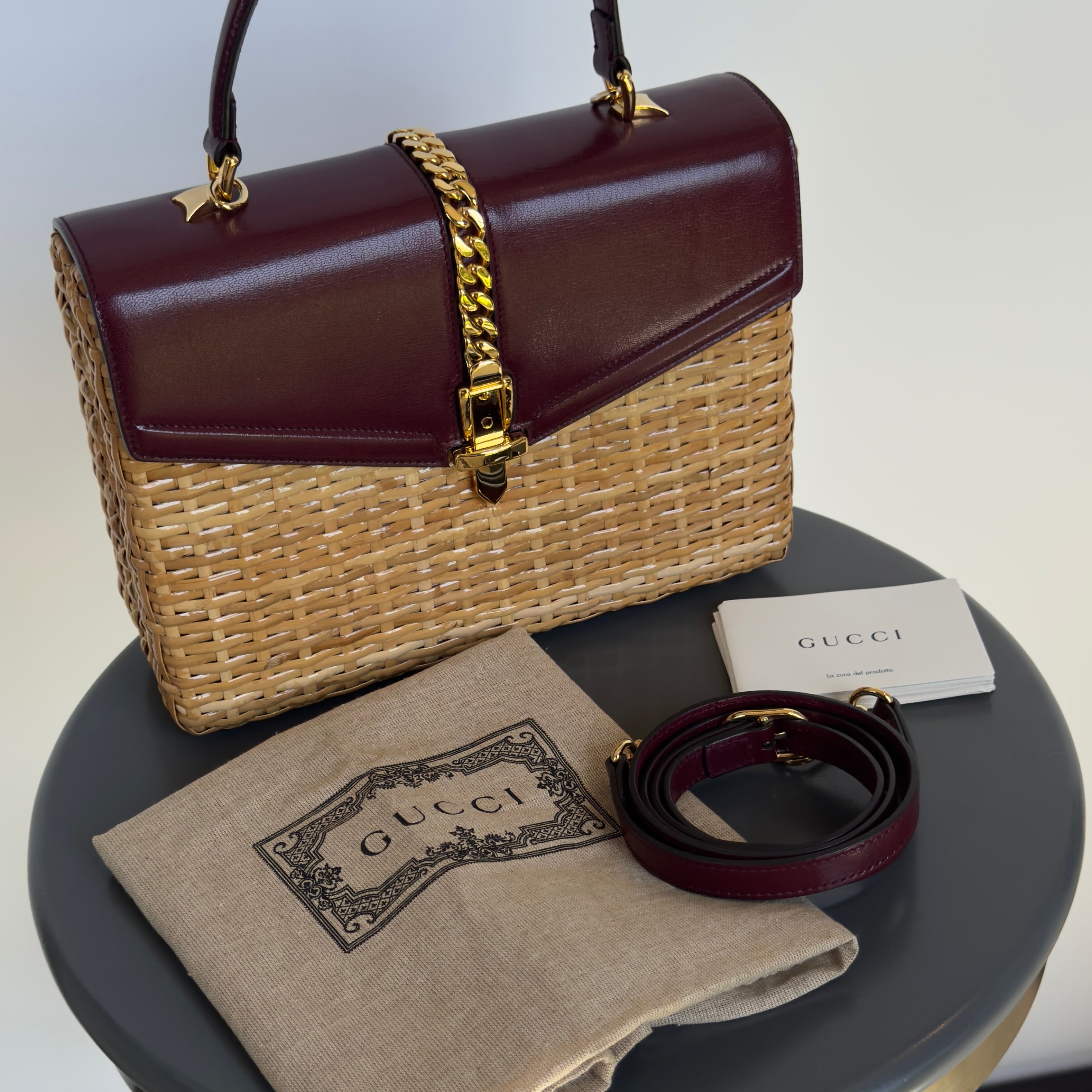 Gucci Wicker Sylvie Top Handle Bag - Queen May