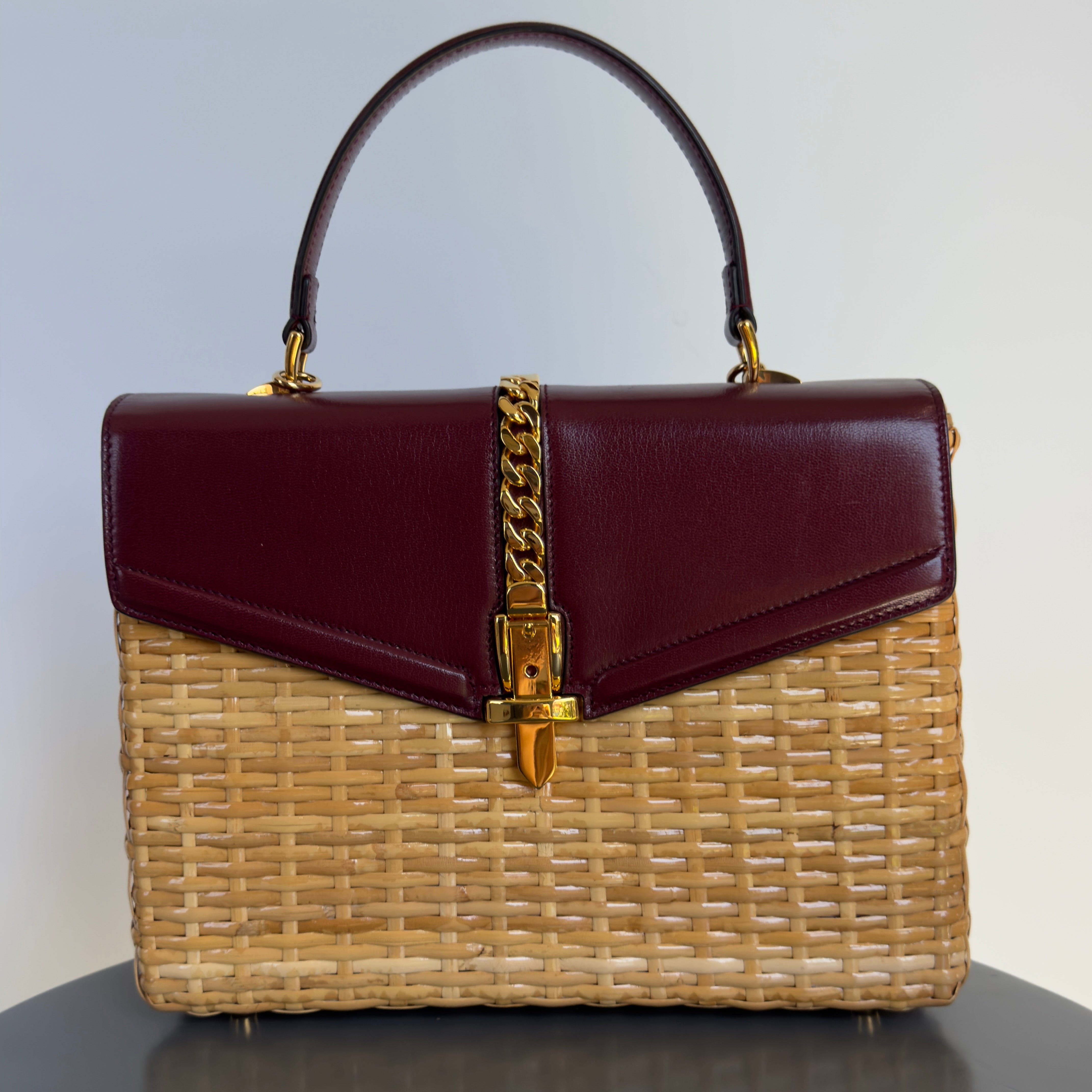 Gucci Wicker Sylvie Top Handle Bag - Queen May