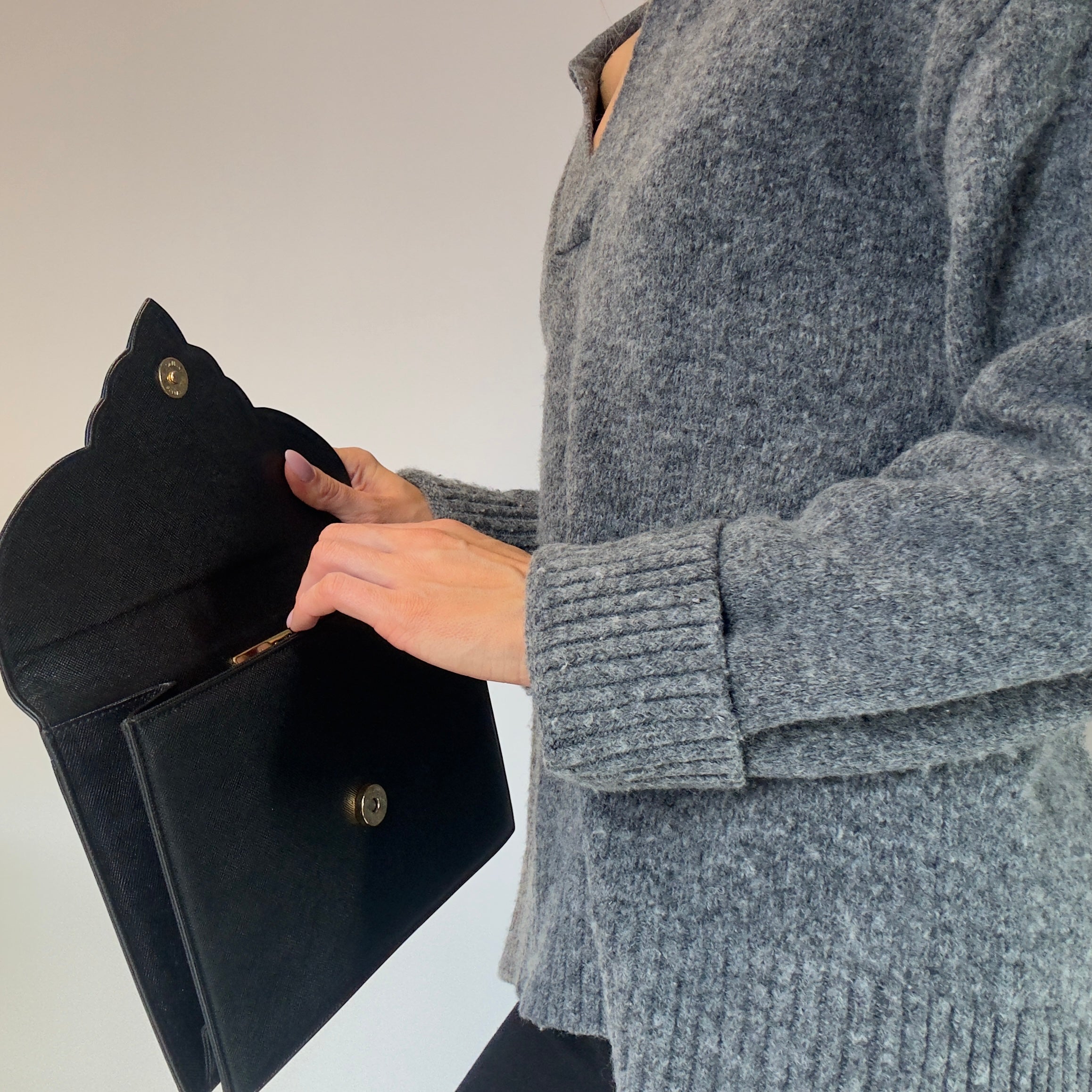 Vintage Yves Saint Laurent Black Leather Clutch - Queen May