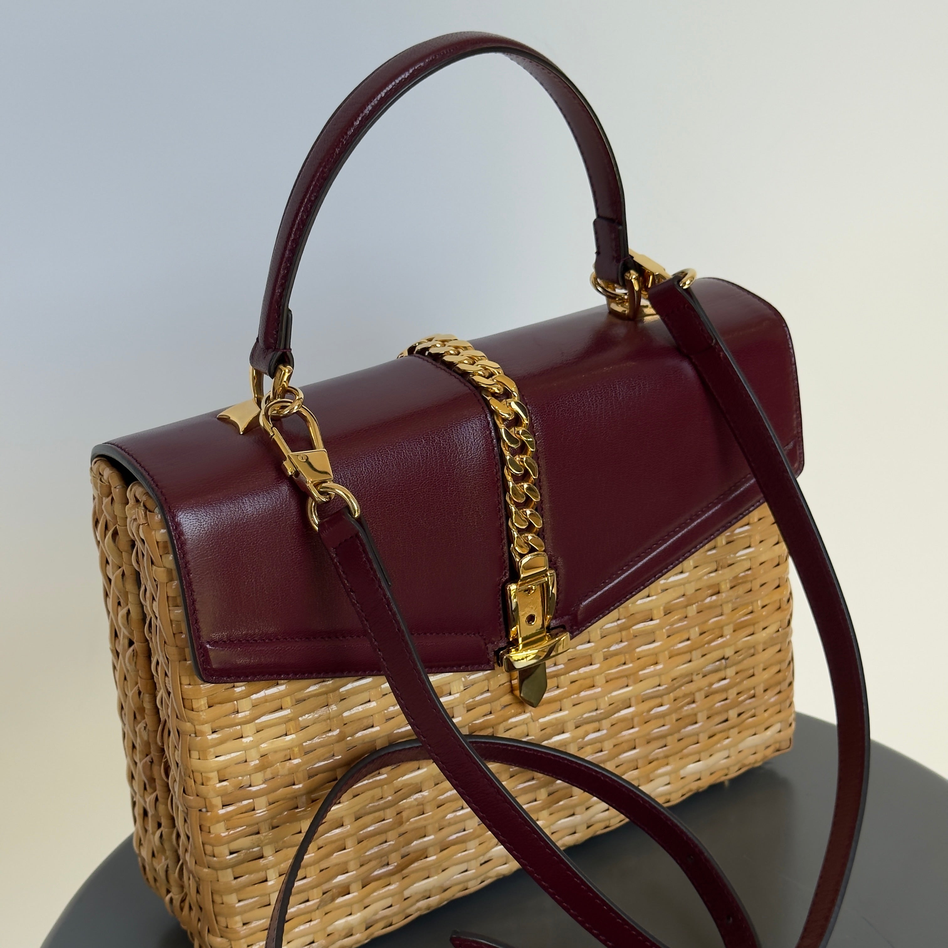 Gucci Wicker Sylvie Top Handle Bag - Queen May