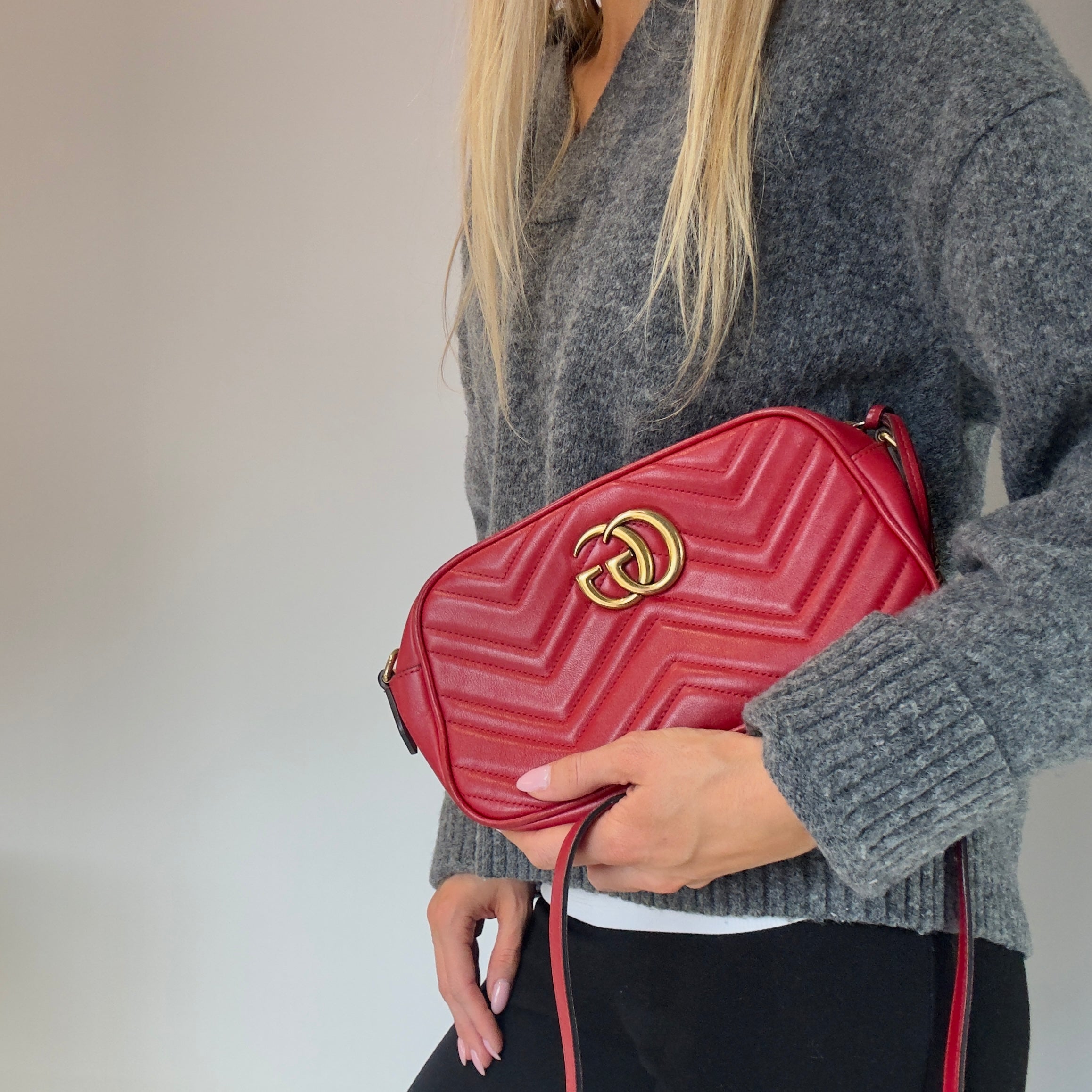 Gucci Red Marmont Crossbody Bag - Queen May