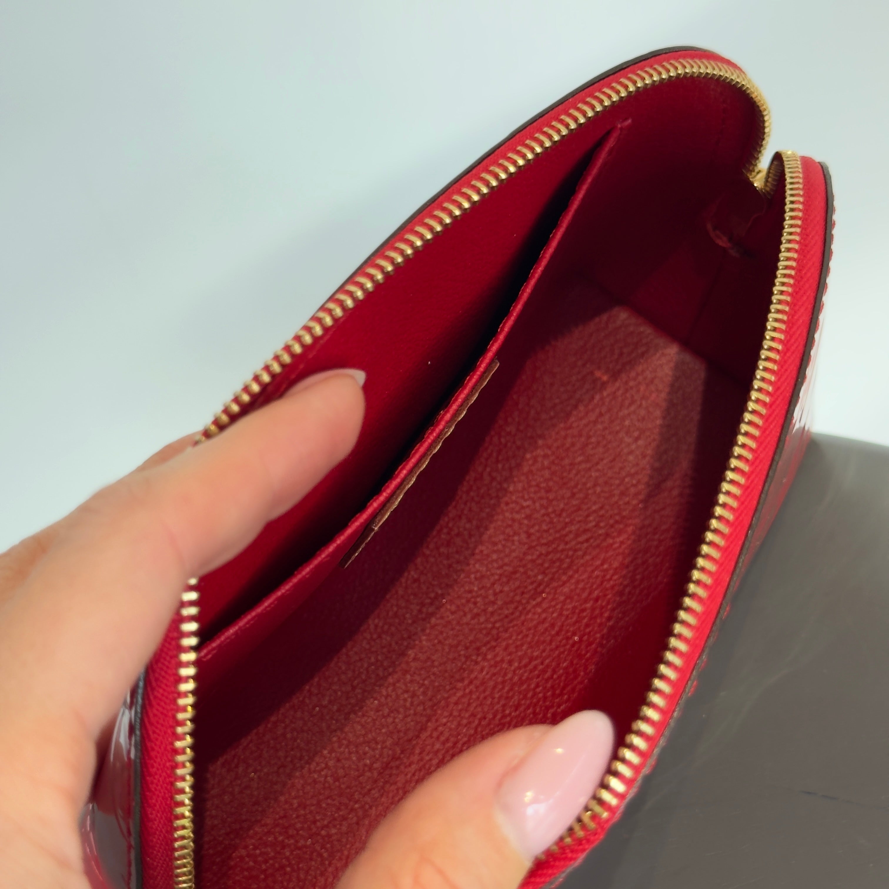 Louis Vuitton Red Vernis Cosmetic Pouch - Queen May