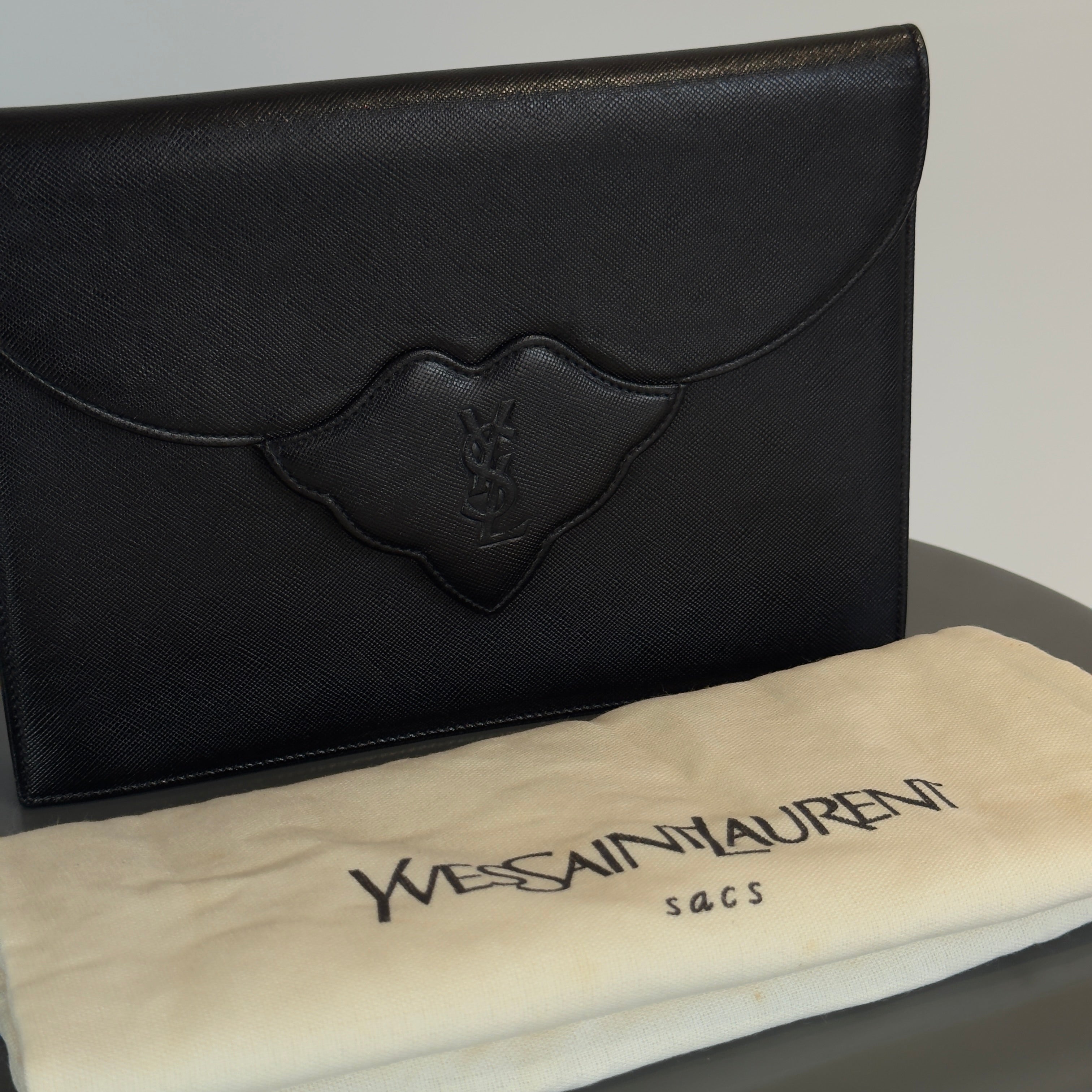 Vintage Yves Saint Laurent Black Leather Clutch - Queen May