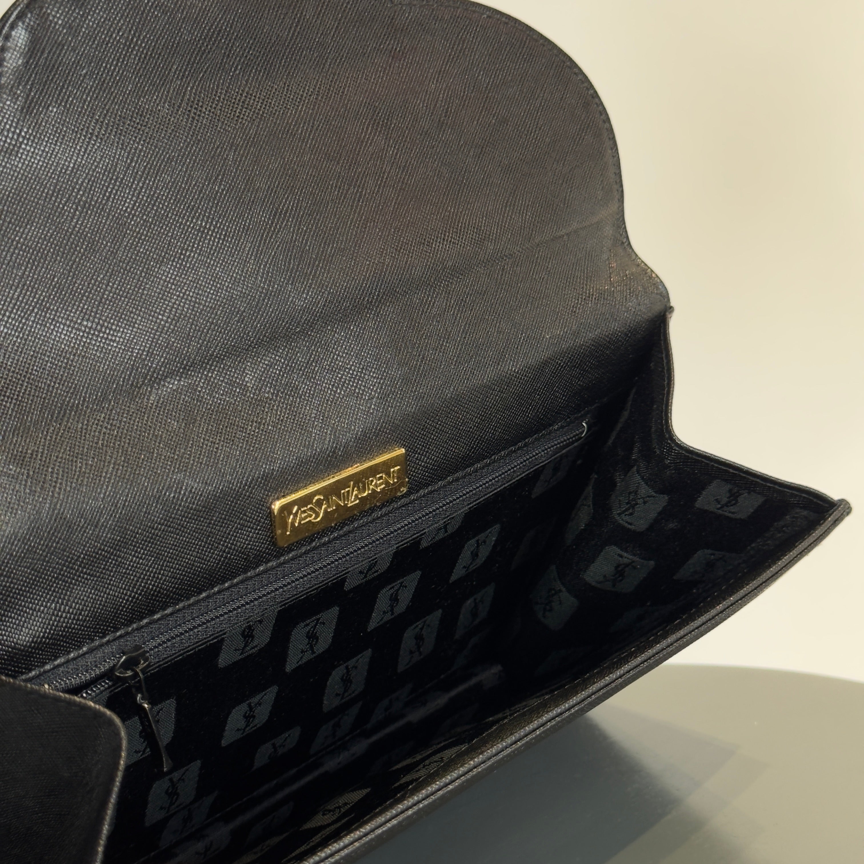 Vintage Yves Saint Laurent Black Leather Clutch - Queen May