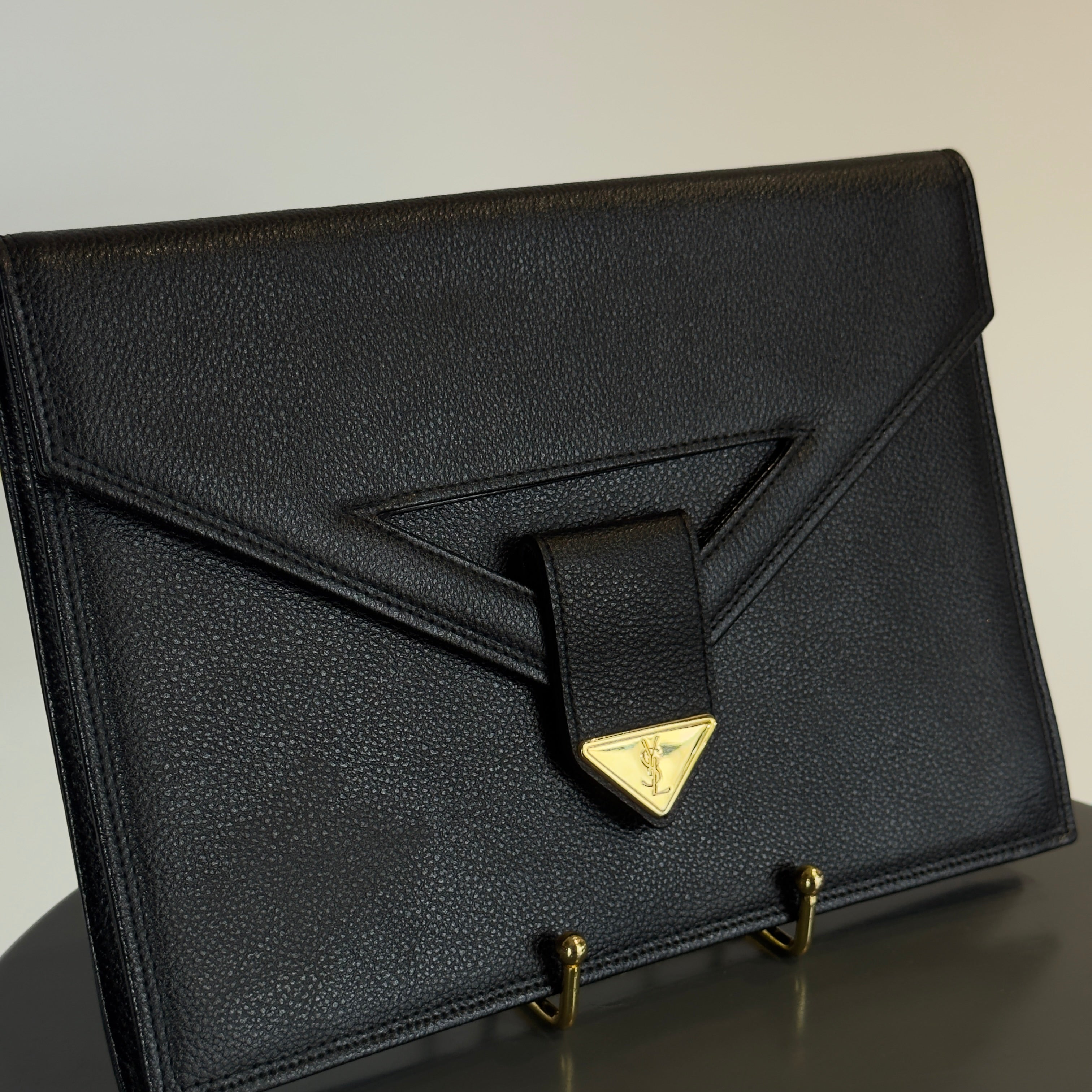 Vintage Yves Saint Laurent Black Leather Clutch - Queen May