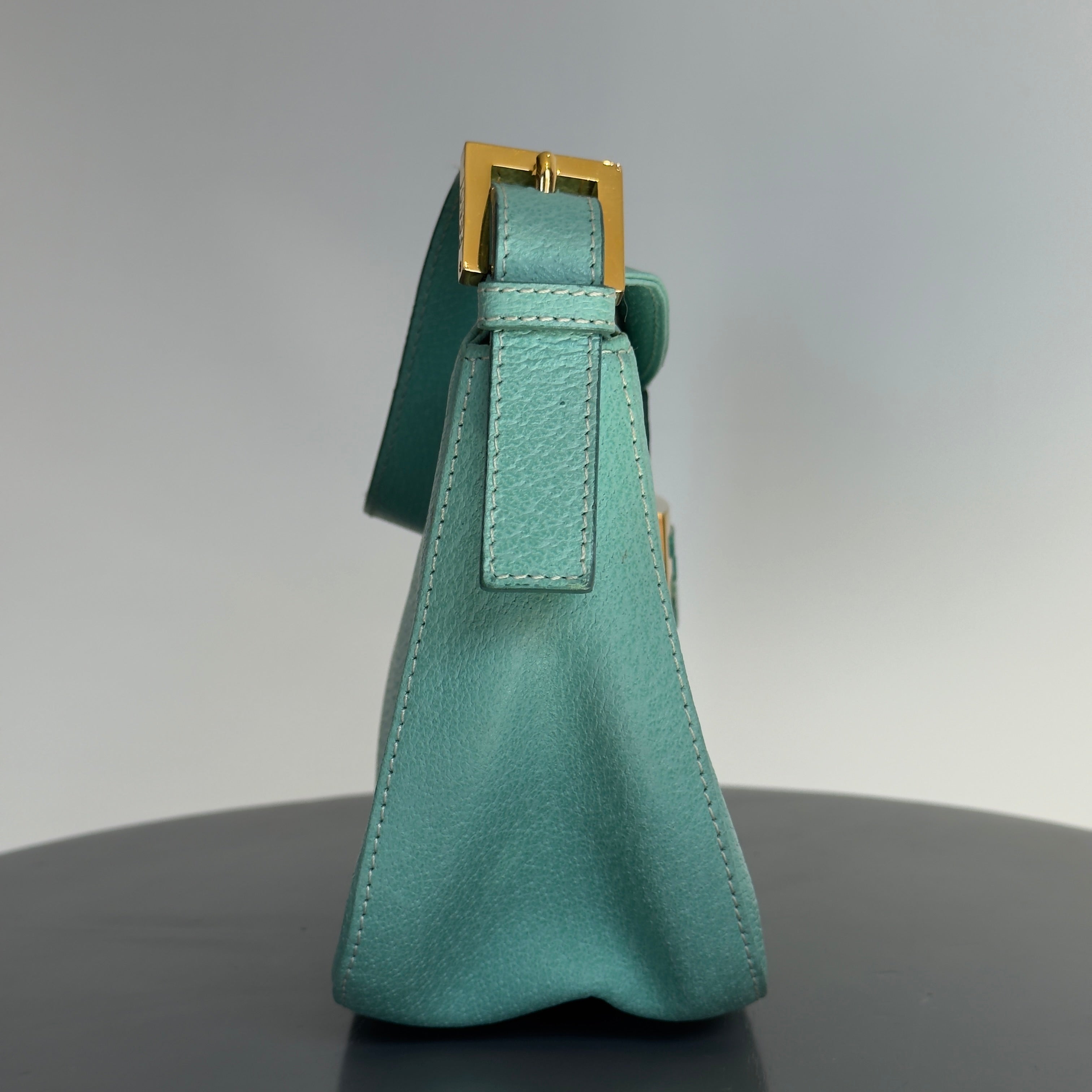 Fendi Turquoise Blue Baguette Top Handle Bag - Queen May