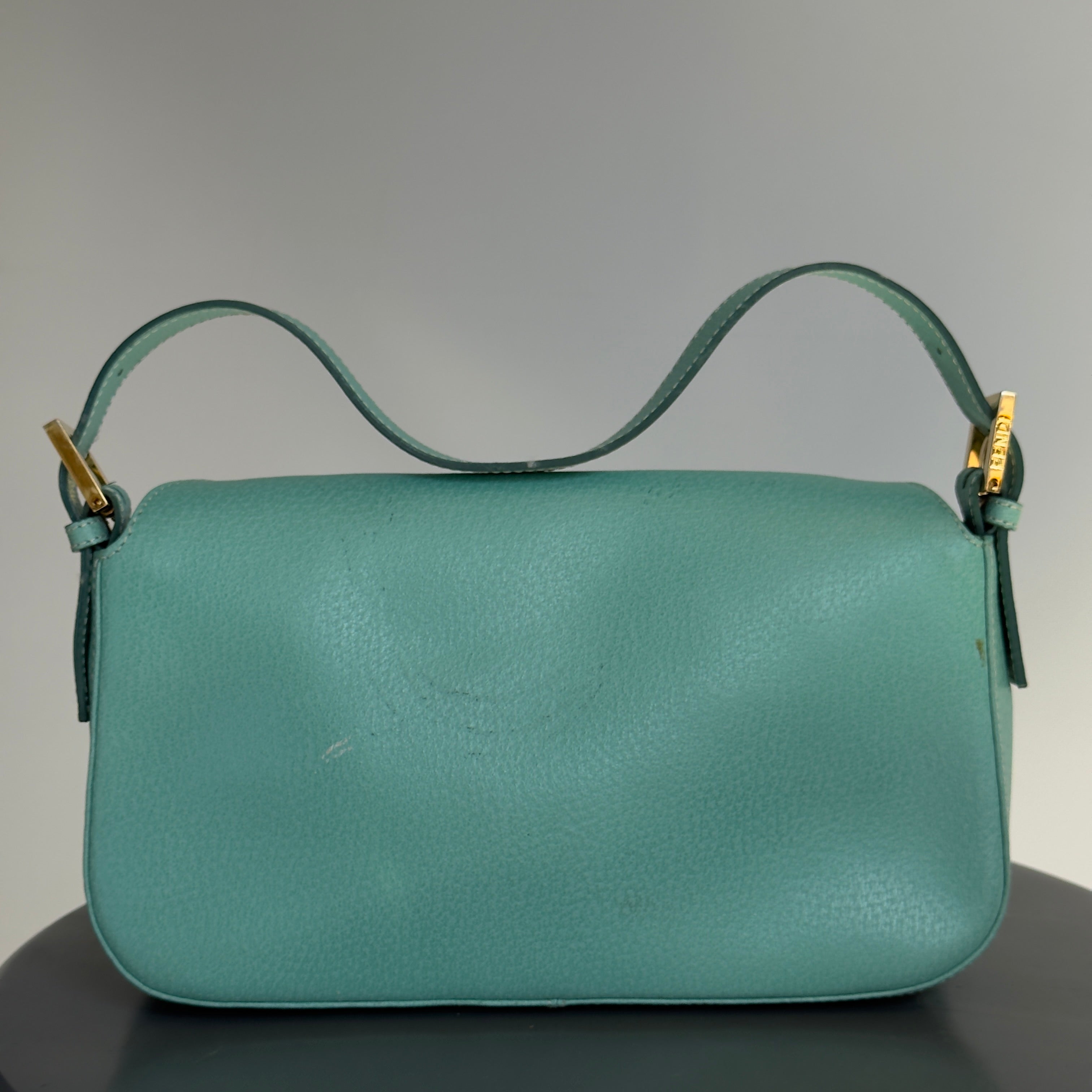 Fendi Turquoise Blue Baguette Top Handle Bag - Queen May