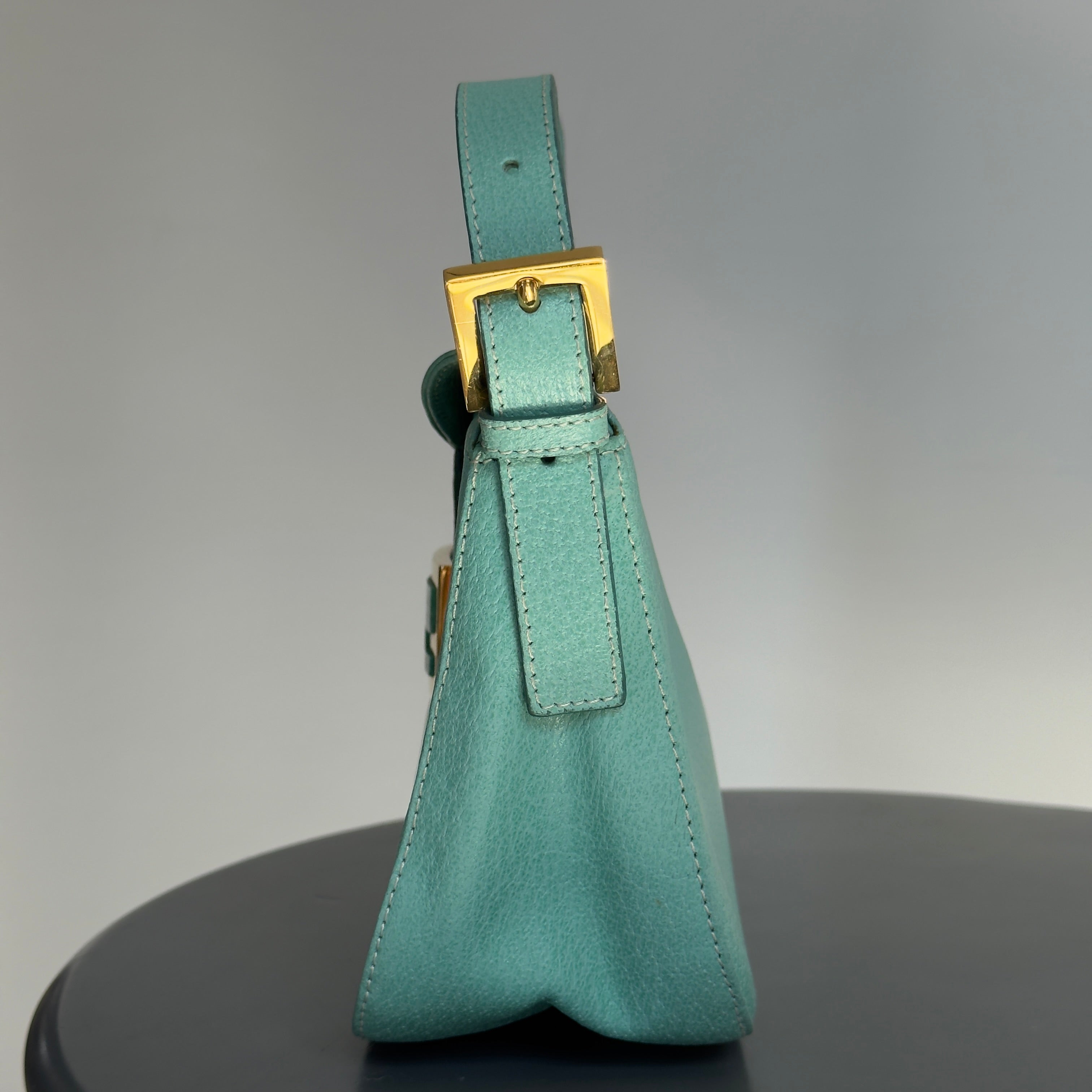 Fendi Turquoise Blue Baguette Top Handle Bag - Queen May