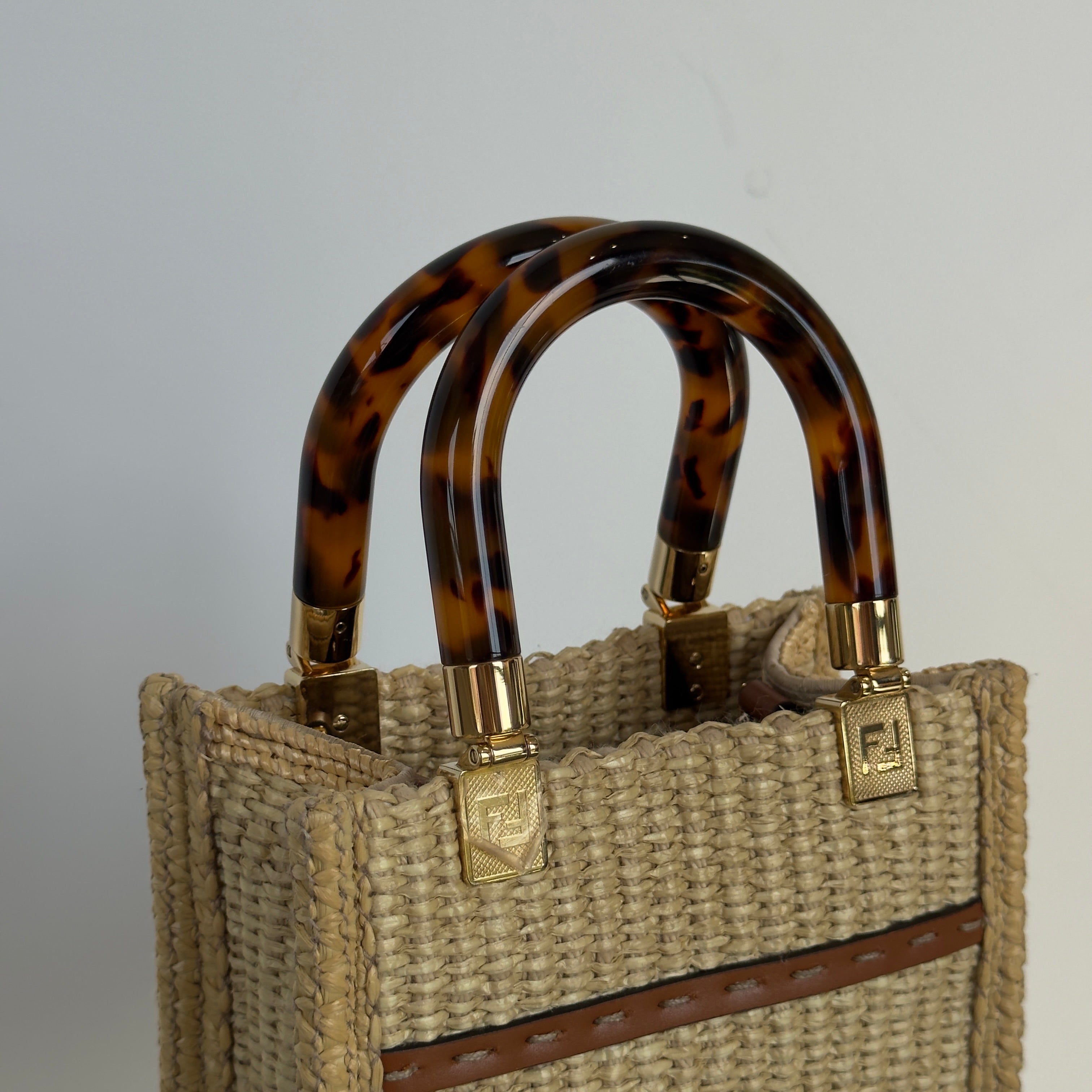 Fendi Sunshine Mini Raffia Tote Bag - Queen May