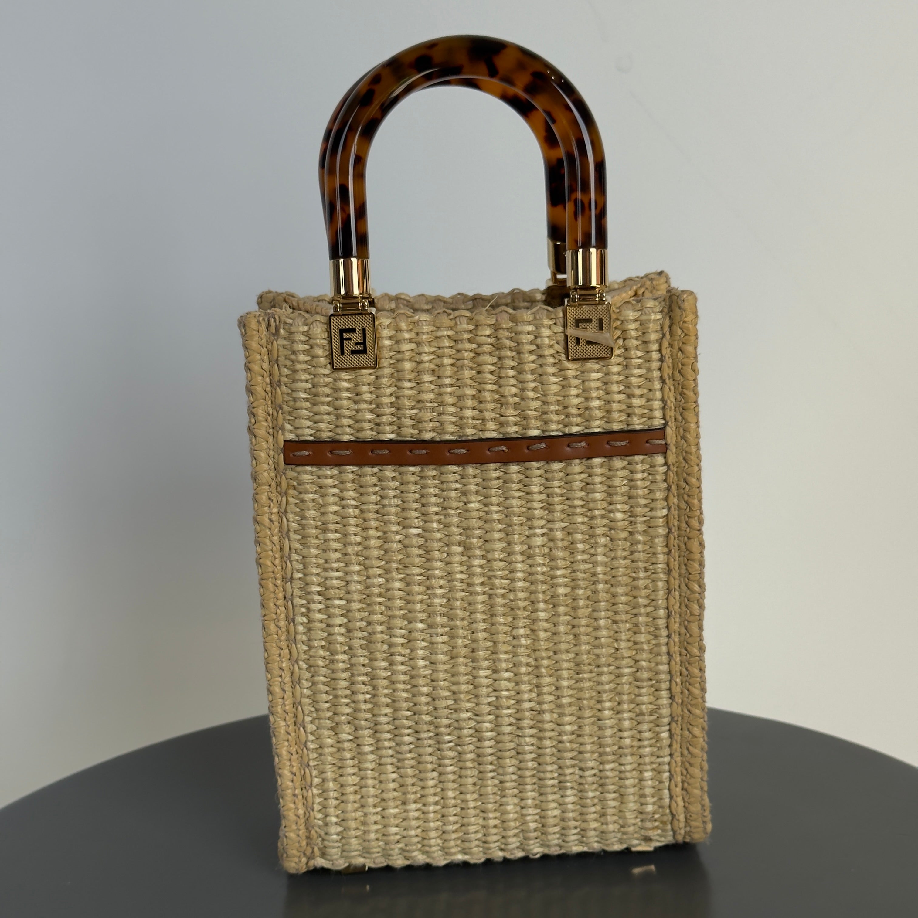 Fendi Sunshine Mini Raffia Tote Bag - Queen May