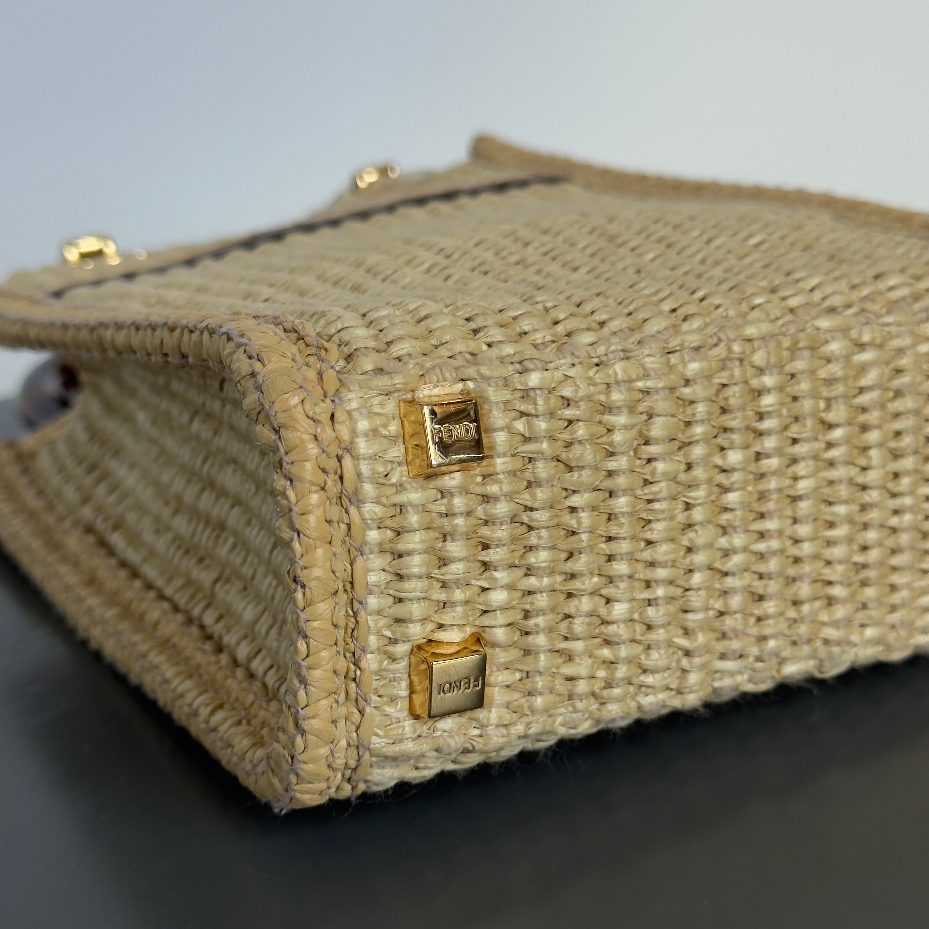 Fendi Sunshine Mini Raffia Tote Bag - Queen May