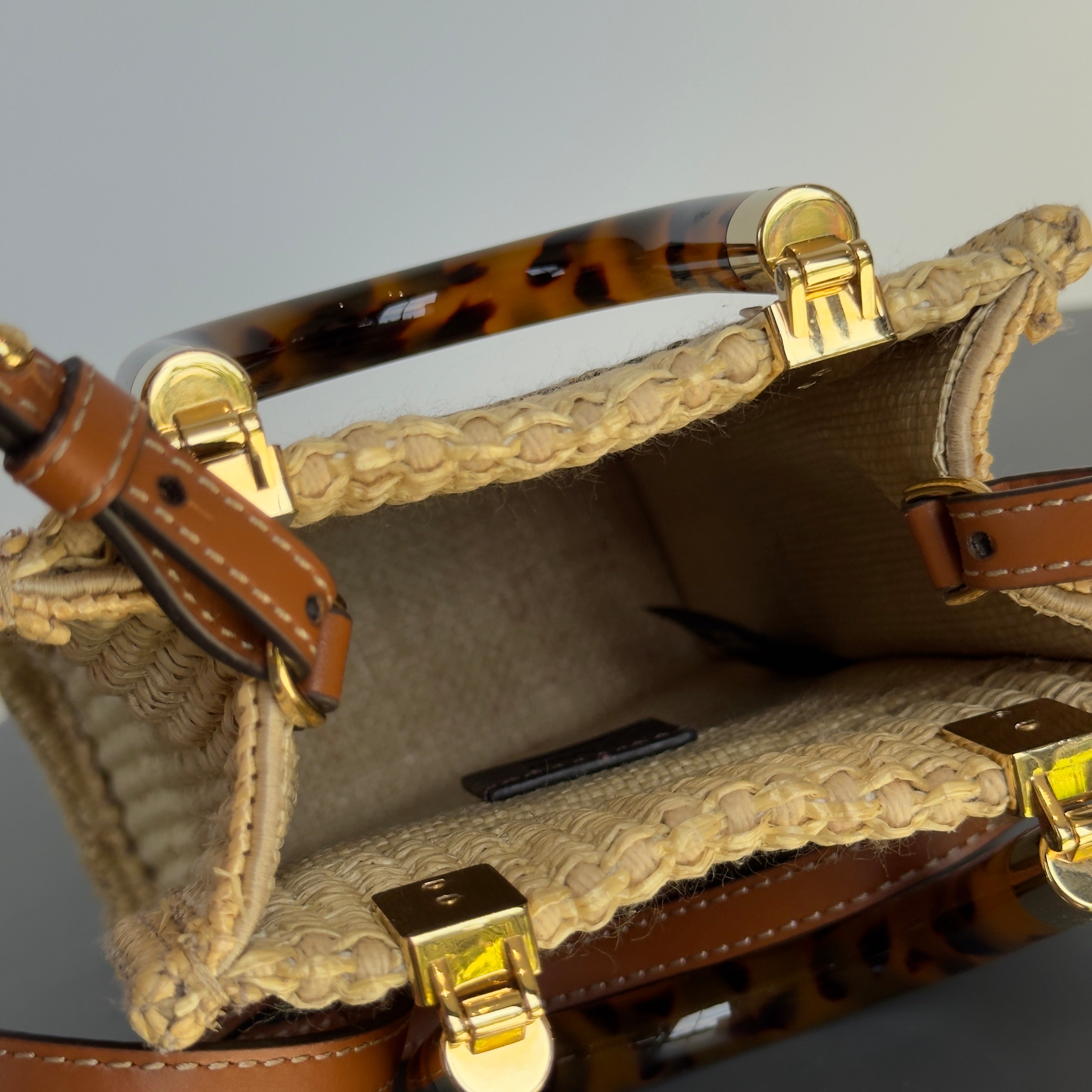 Fendi Sunshine Mini Raffia Tote Bag - Queen May
