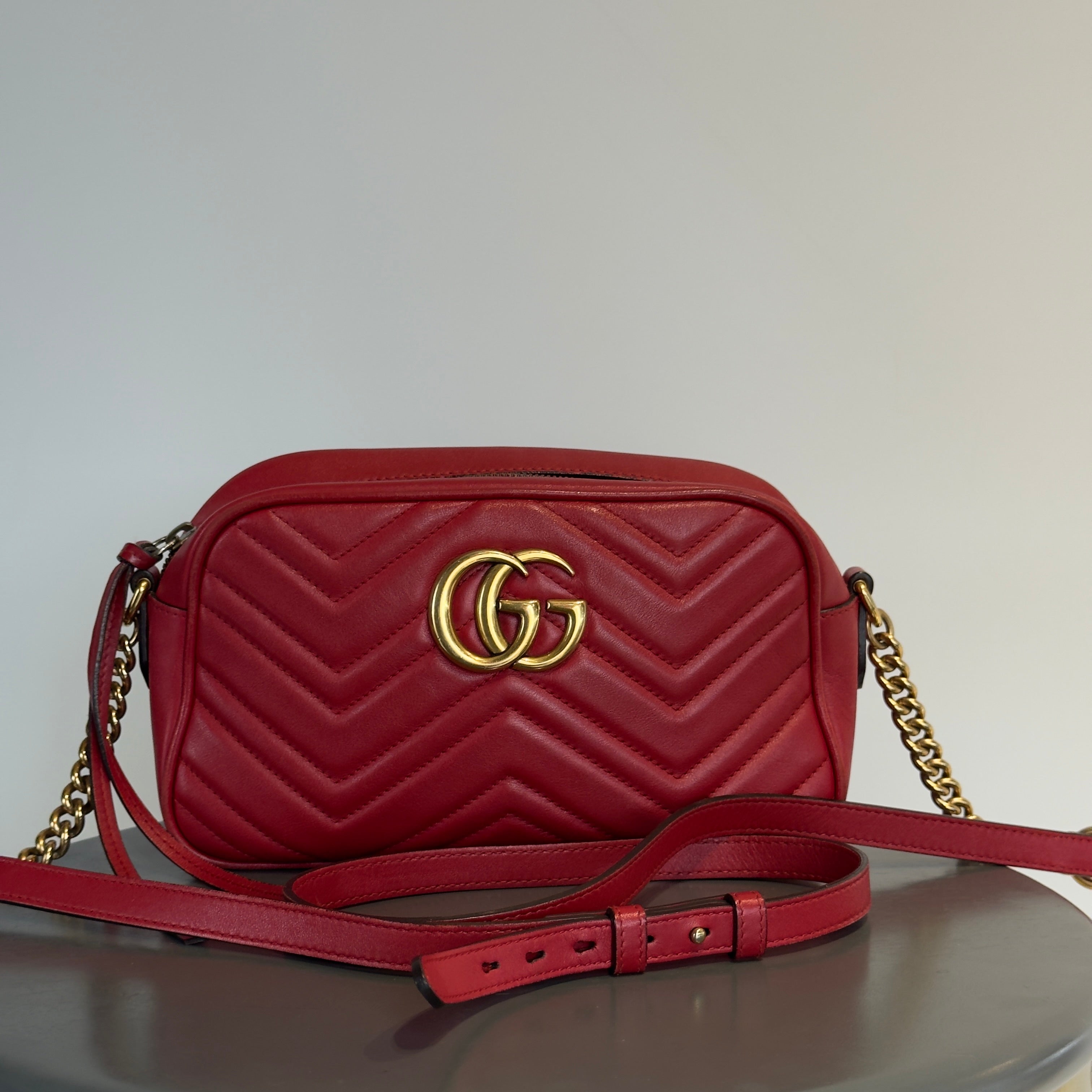 Gucci Red Marmont Crossbody Bag - Queen May