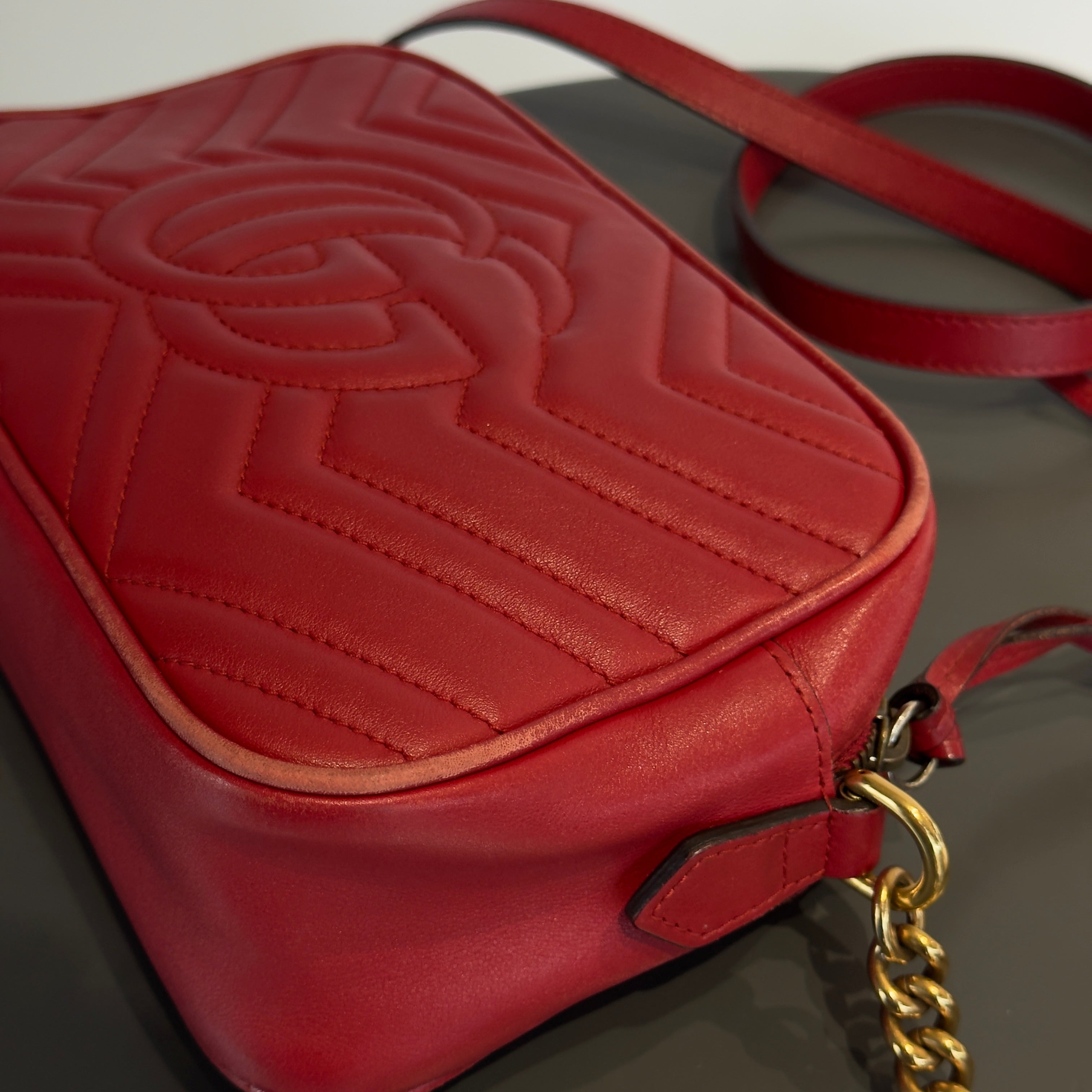 Gucci Red Marmont Crossbody Bag - Queen May