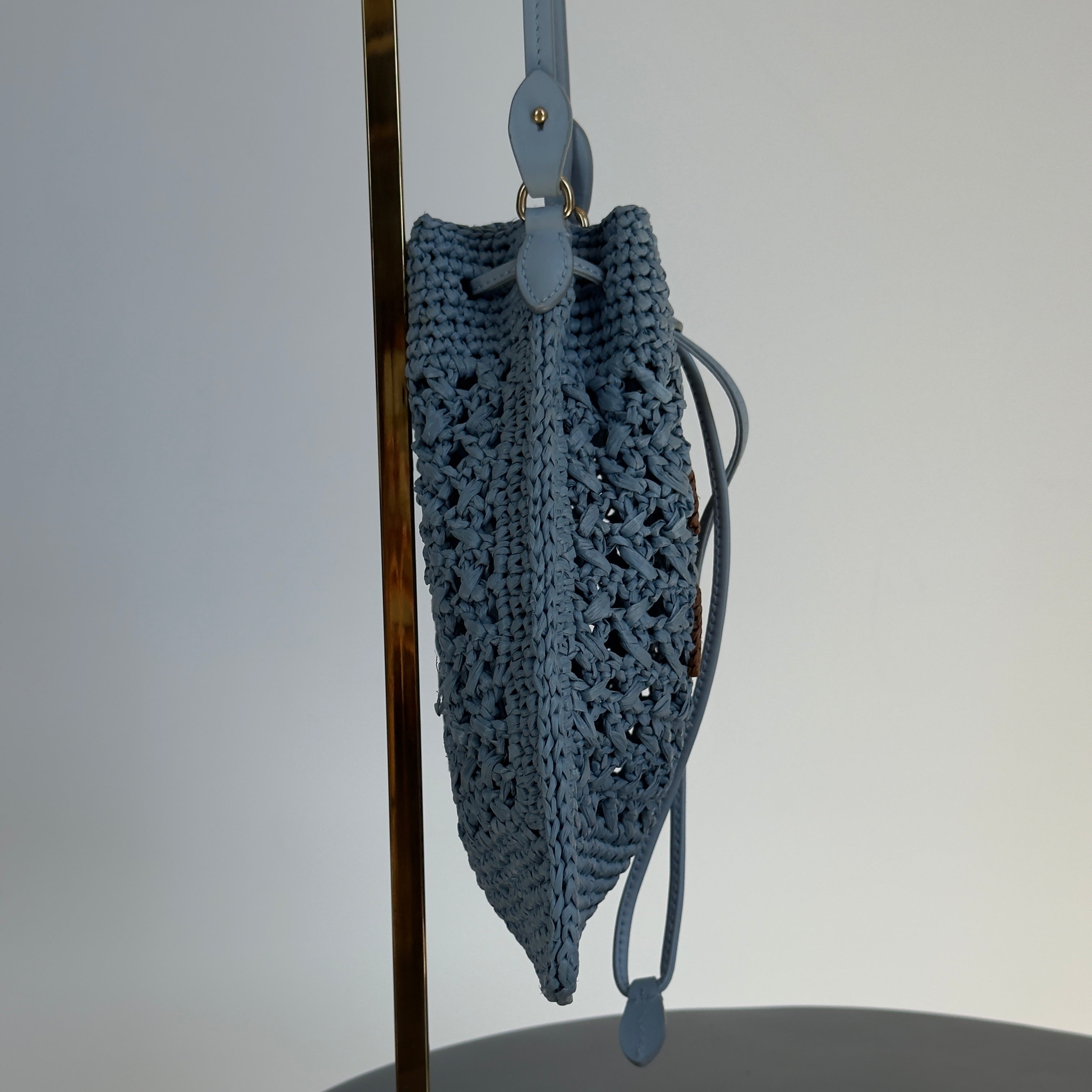 Miu Miu Light Blue Raffia Bucket Bag Mini - Queen May