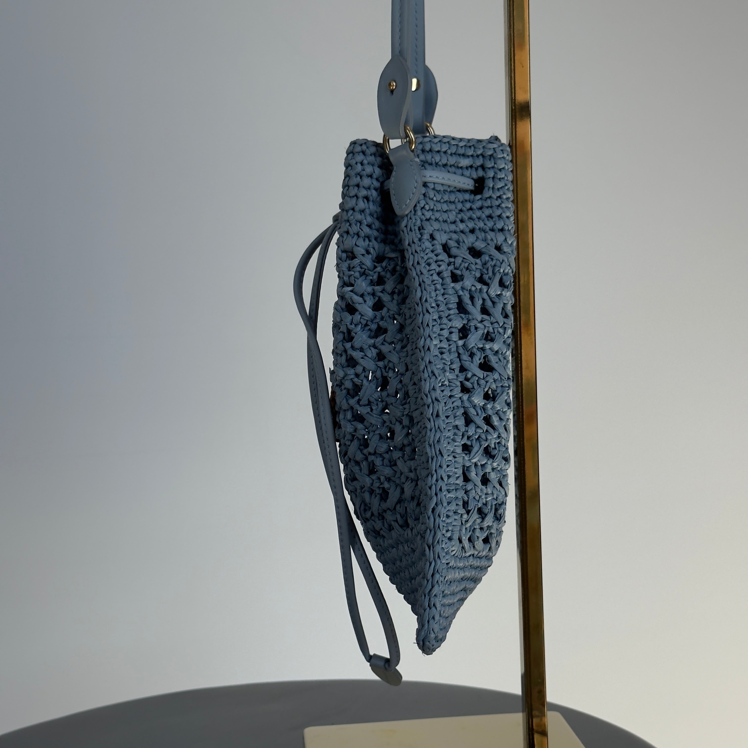 Miu Miu Light Blue Raffia Bucket Bag Mini - Queen May