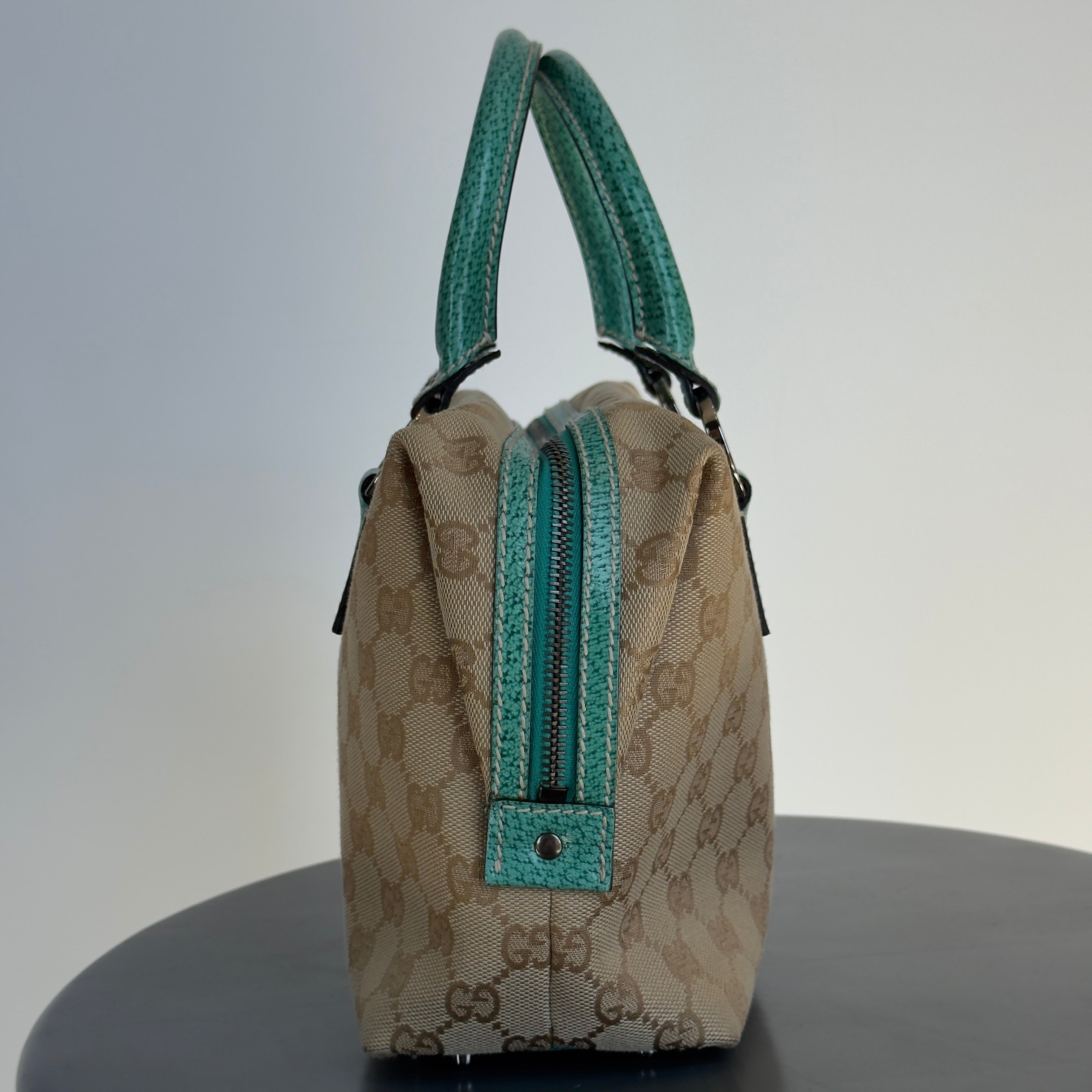 Gucci GG Canvas Boston Bag Teal - Queen May
