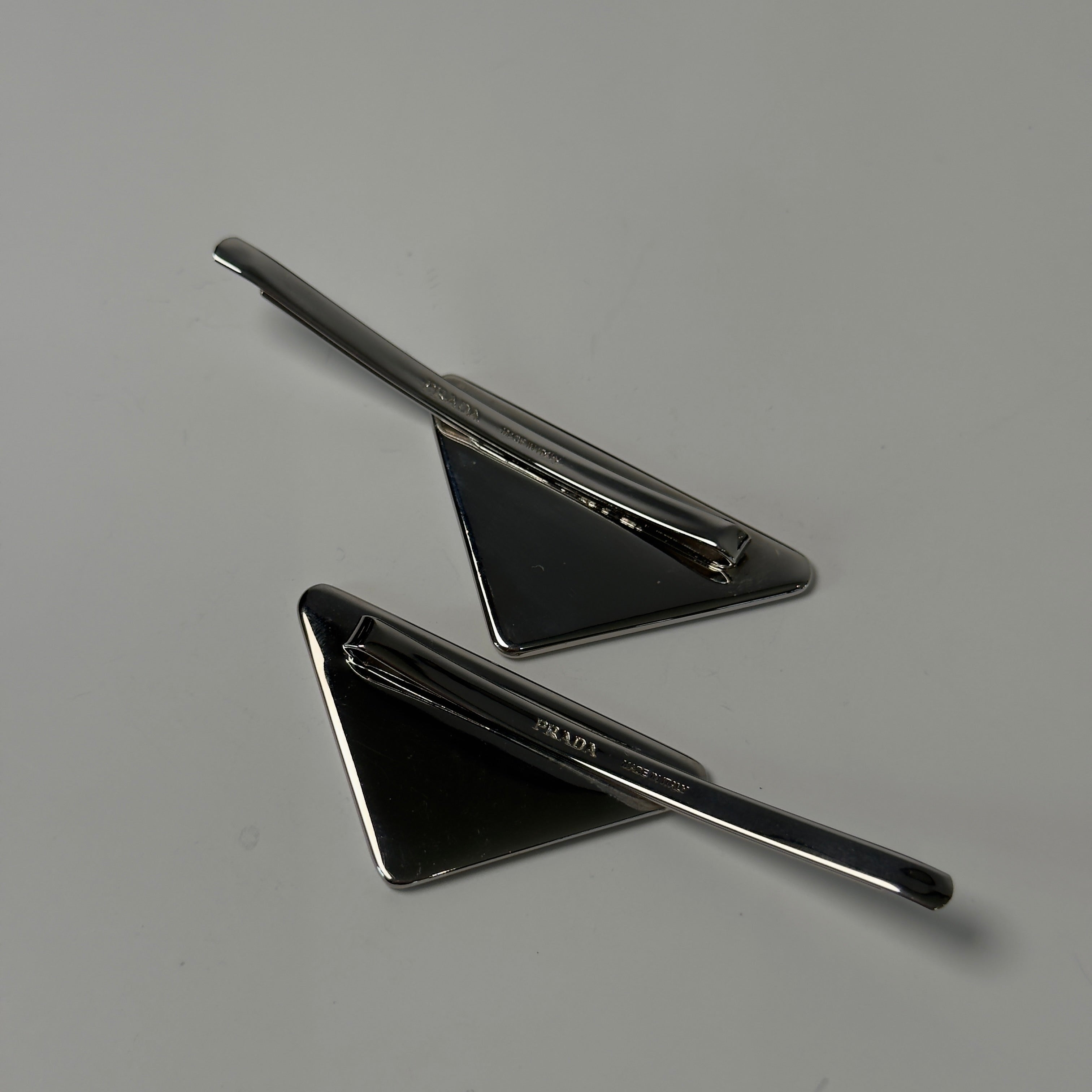 Prada Enamel Triangle Logo Hair Clips - Queen May