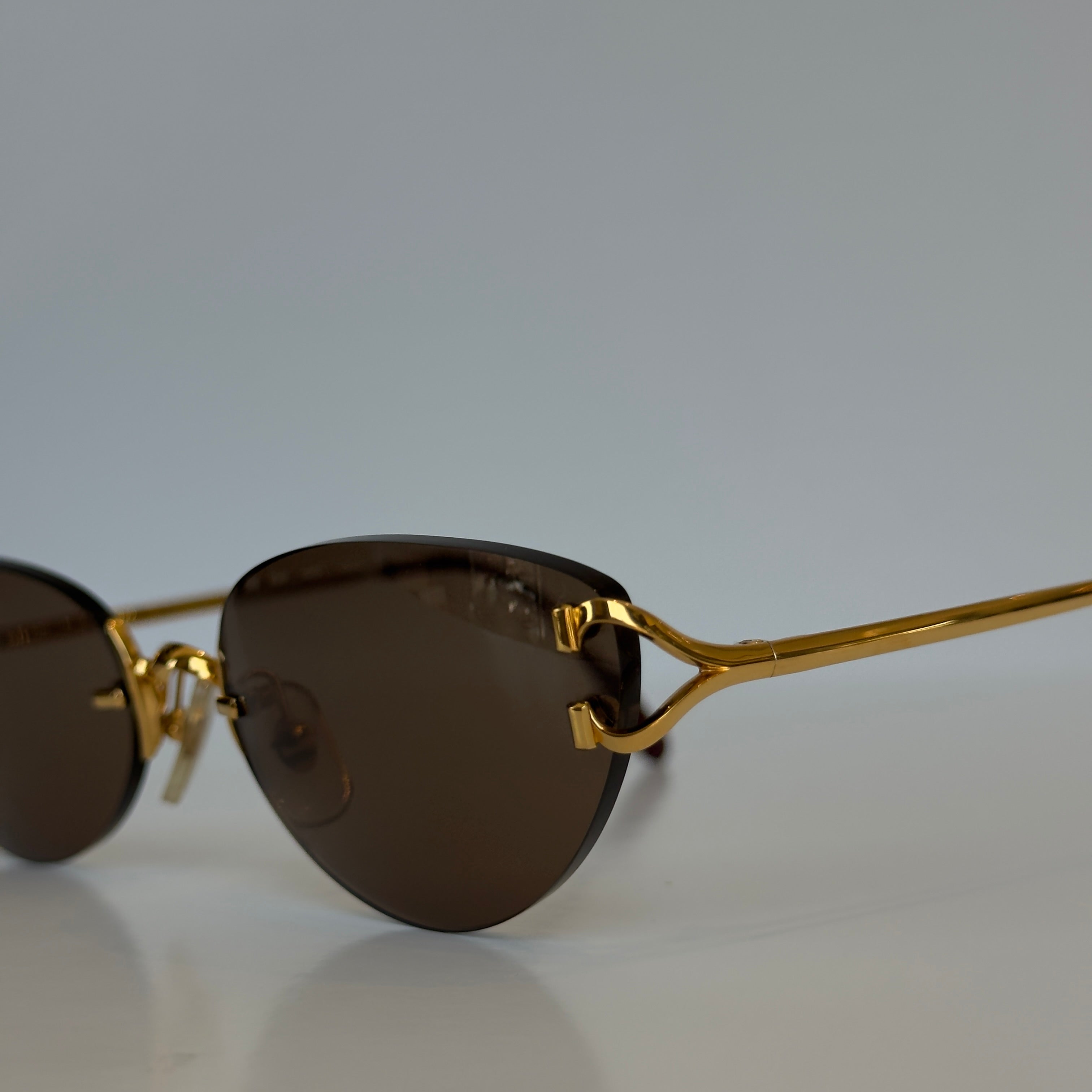 Cartier Oval Rimless Sunglasses Brown - Queen May