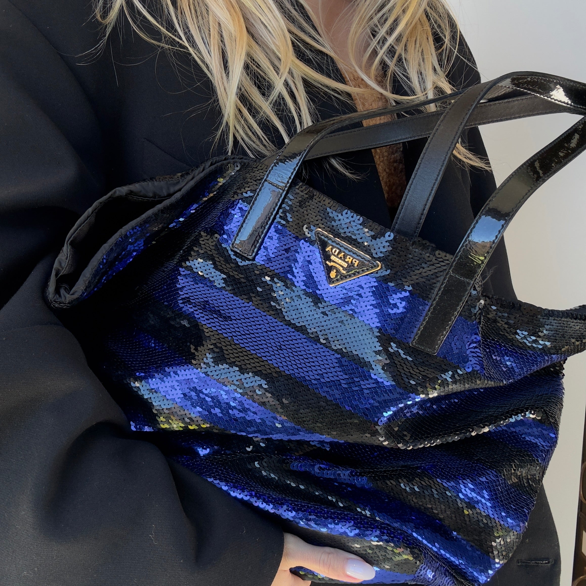 Prada Purple and Black Sequin Tote - Queen May