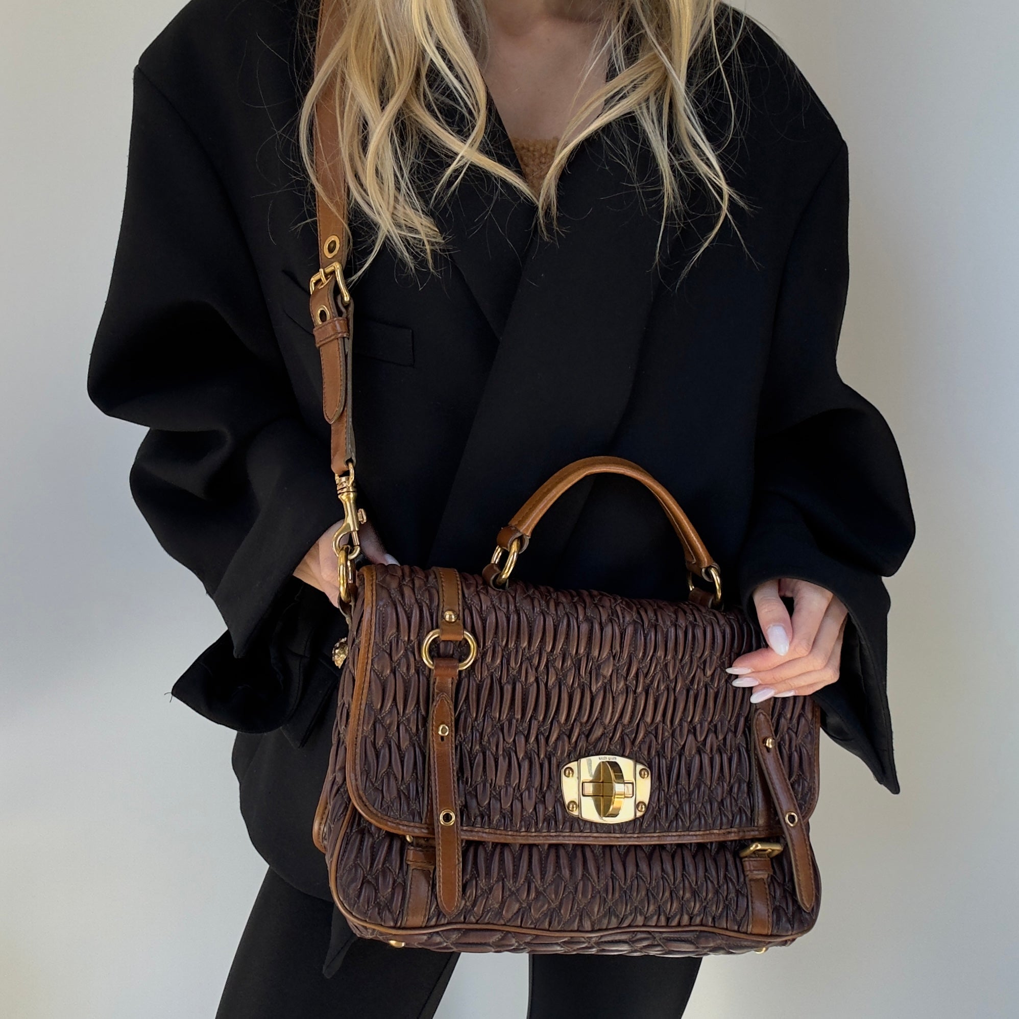 Miu Miu Matelasse Leather Satchel - Queen May