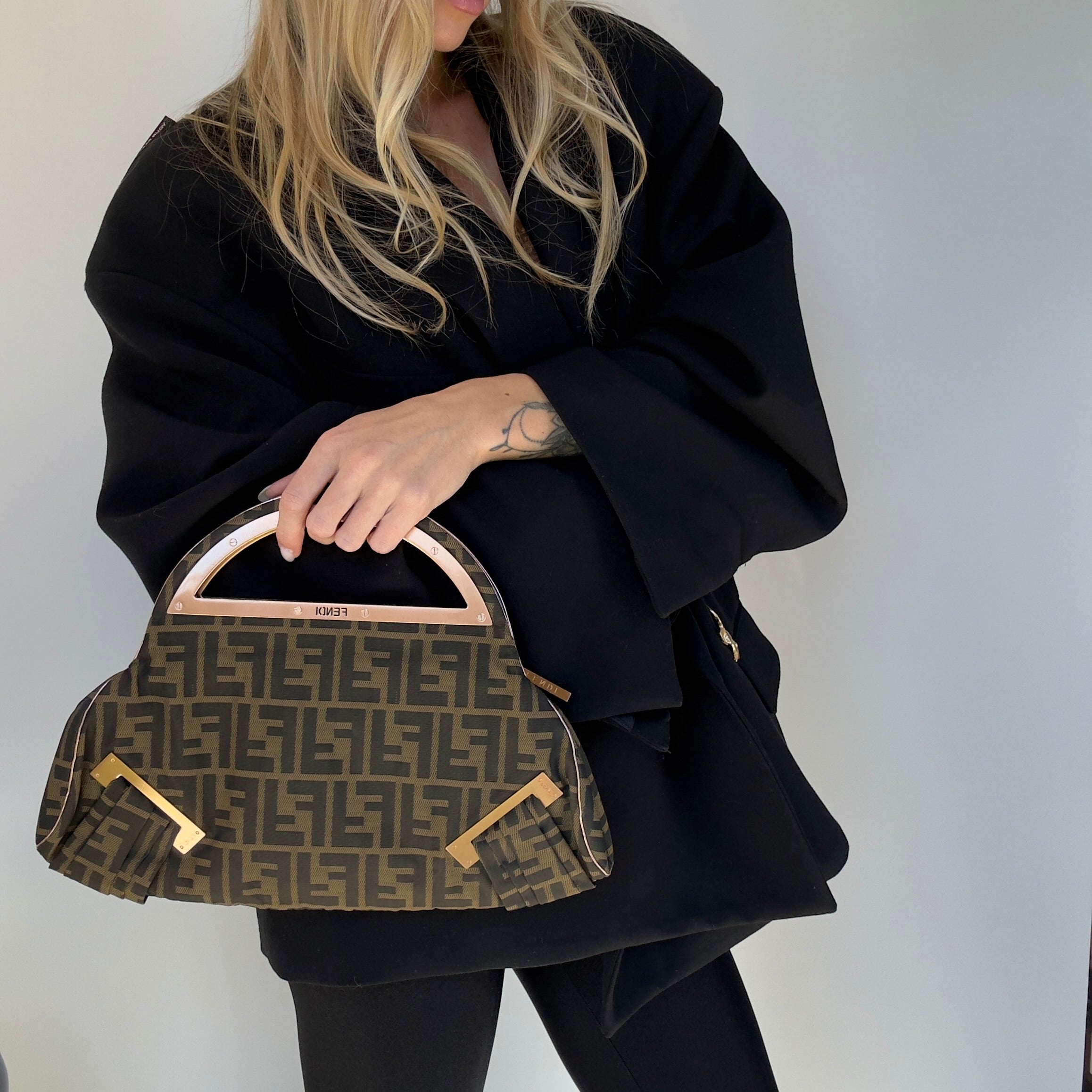 Fendi Smile Brown Zucca Canvas Smile Satchel - Queen May