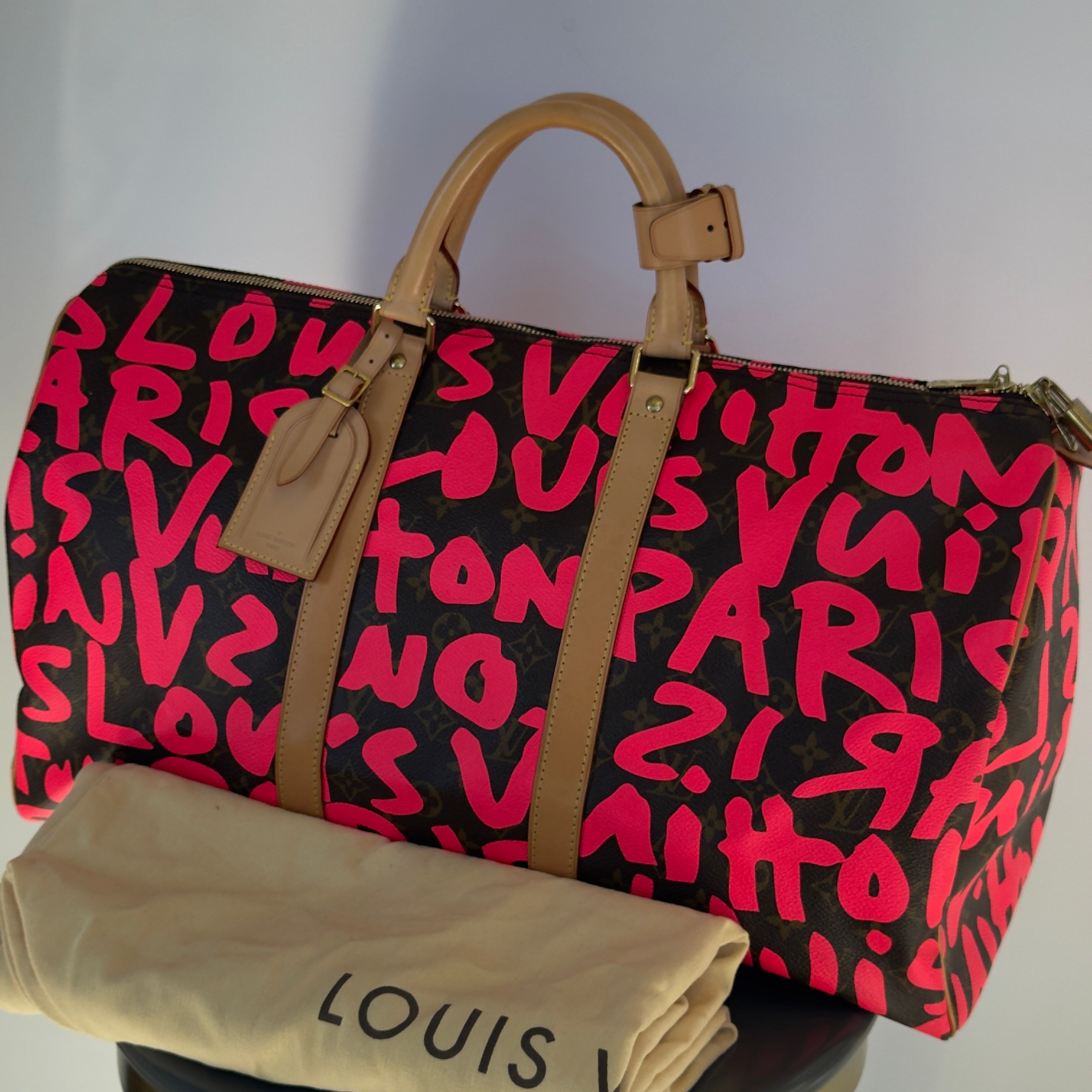 Louis Vuitton Stephen Sprouse Monogram Graffiti Keepall 50 Fuchsia - Queen May