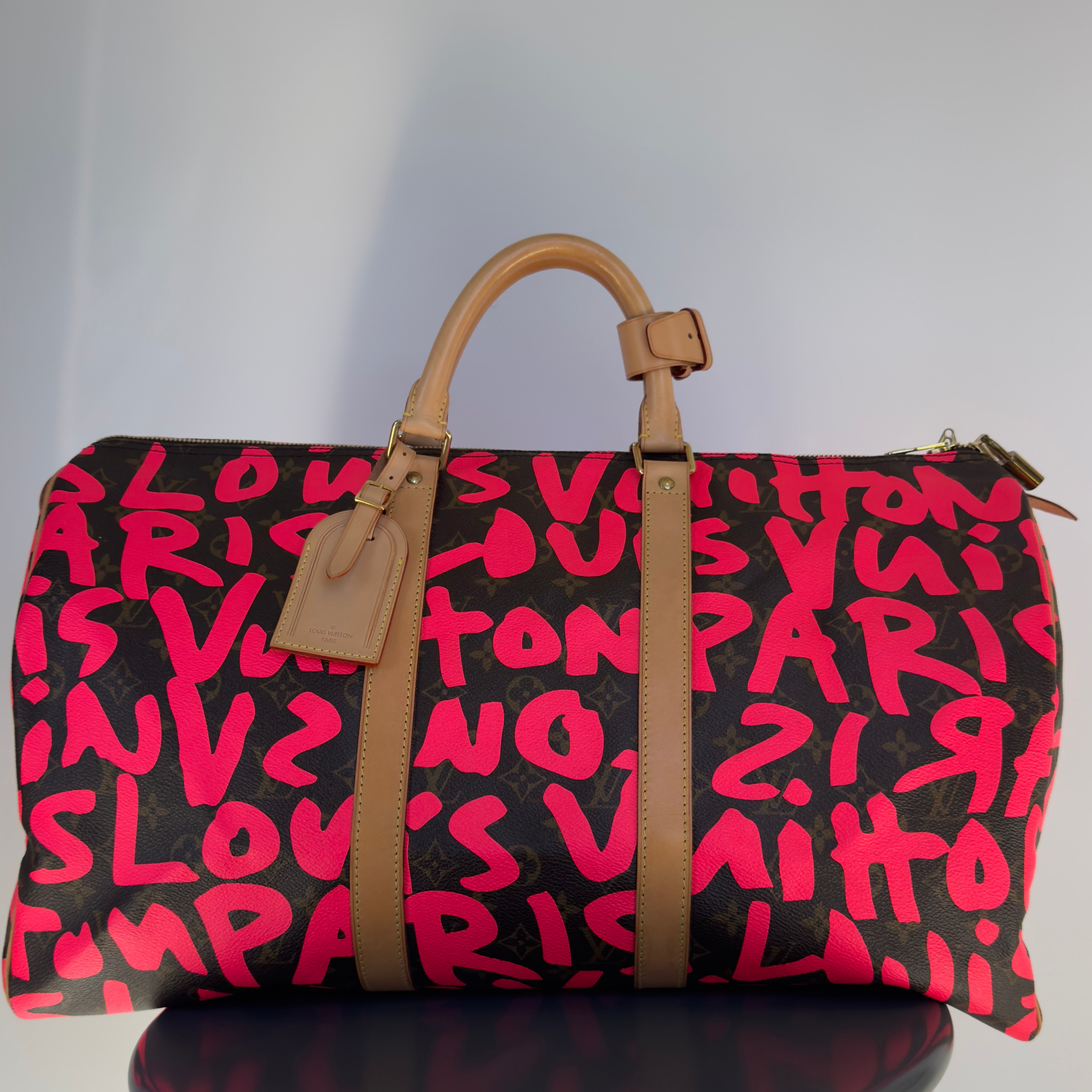 Louis Vuitton Stephen Sprouse Monogram Graffiti Keepall 50 Fuchsia - Queen May