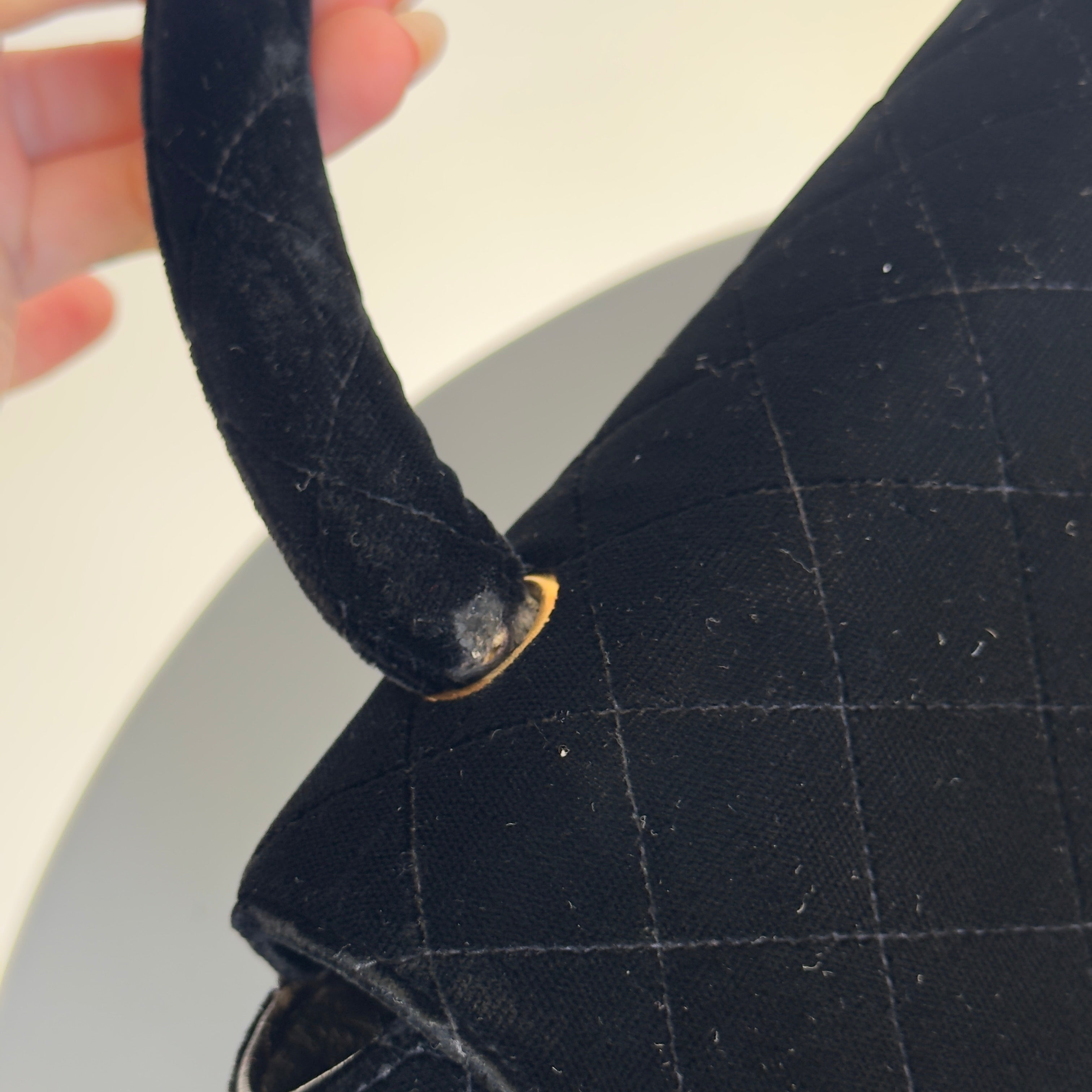Chanel Black Quilted Velvet Medium Top Handle Bag - Queen May