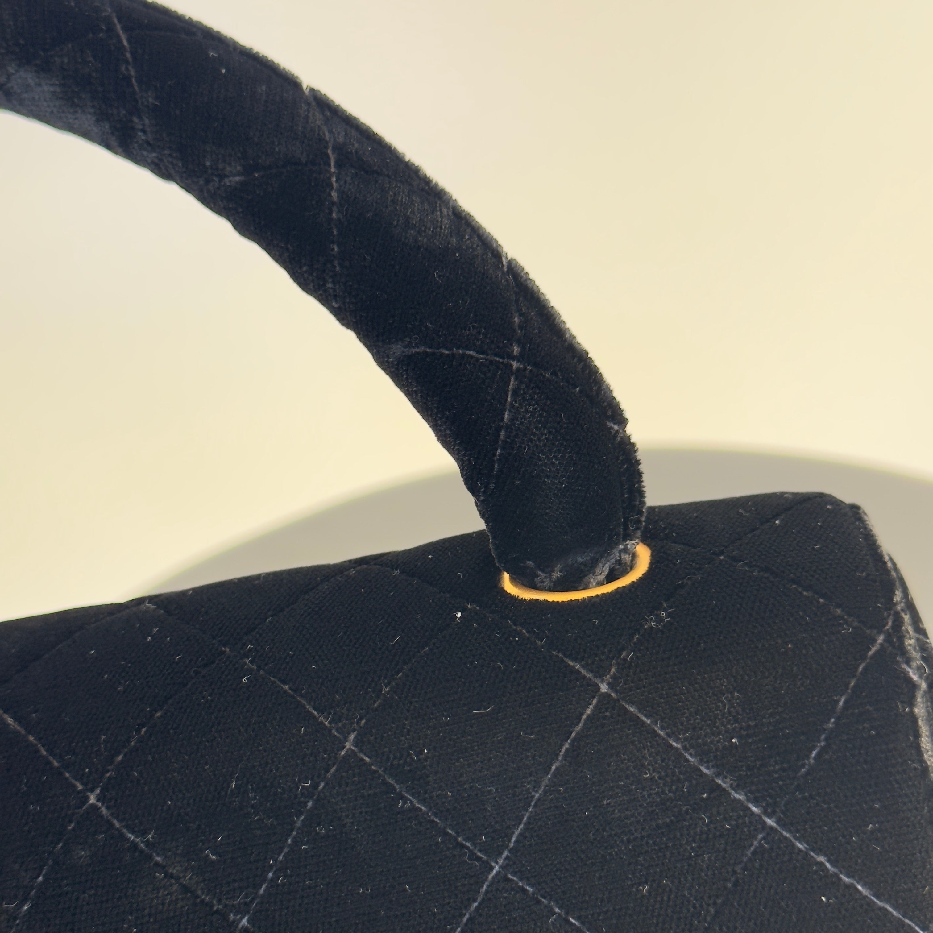 Chanel Black Quilted Velvet Medium Top Handle Bag - Queen May