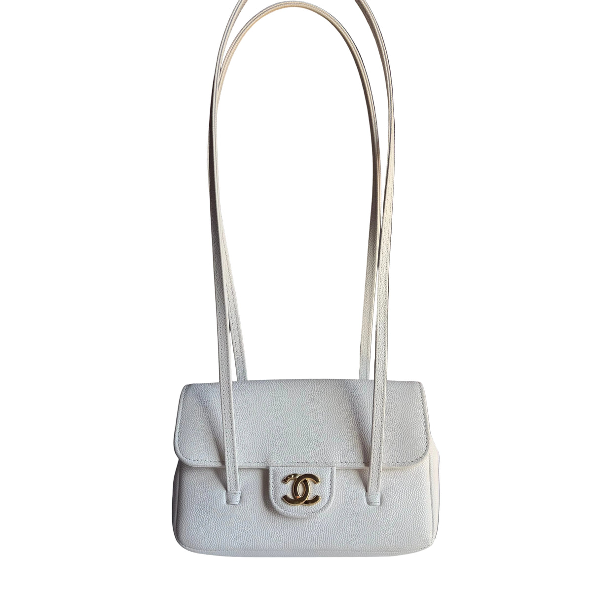 Chanel Mini Preppy Coco White Caviar Leather