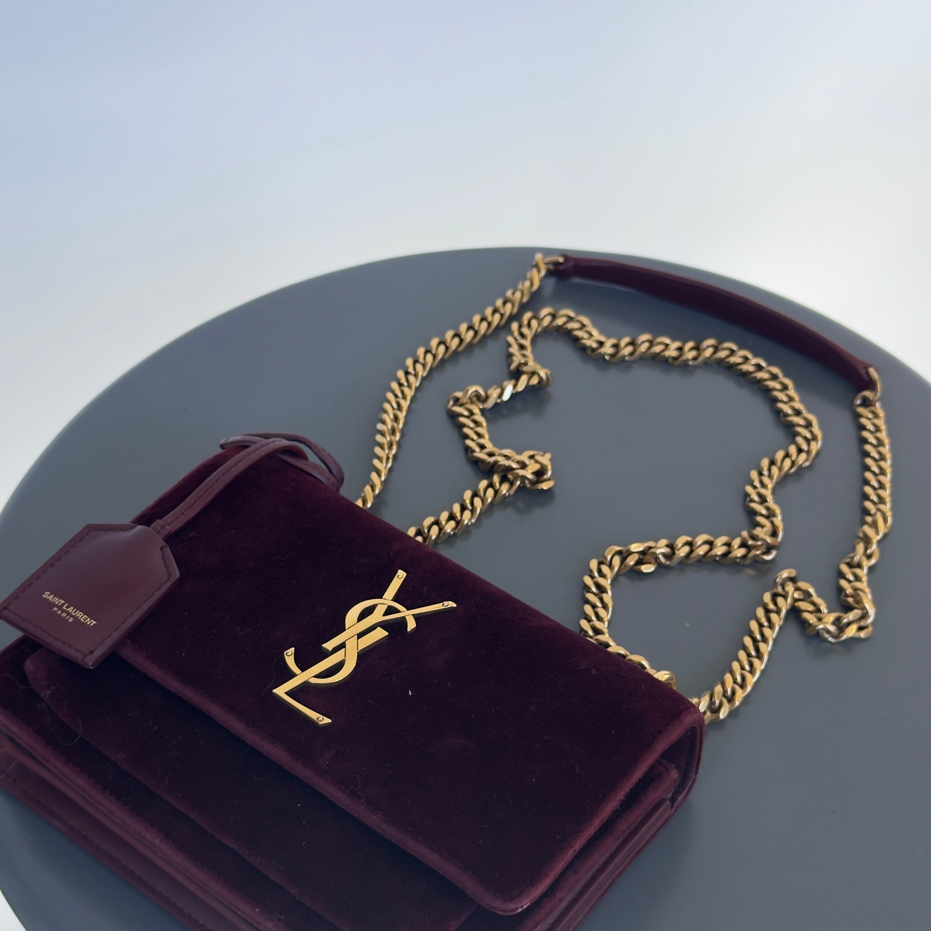 Saint Laurent Velvet Monogram Sunset Bag - Queen May