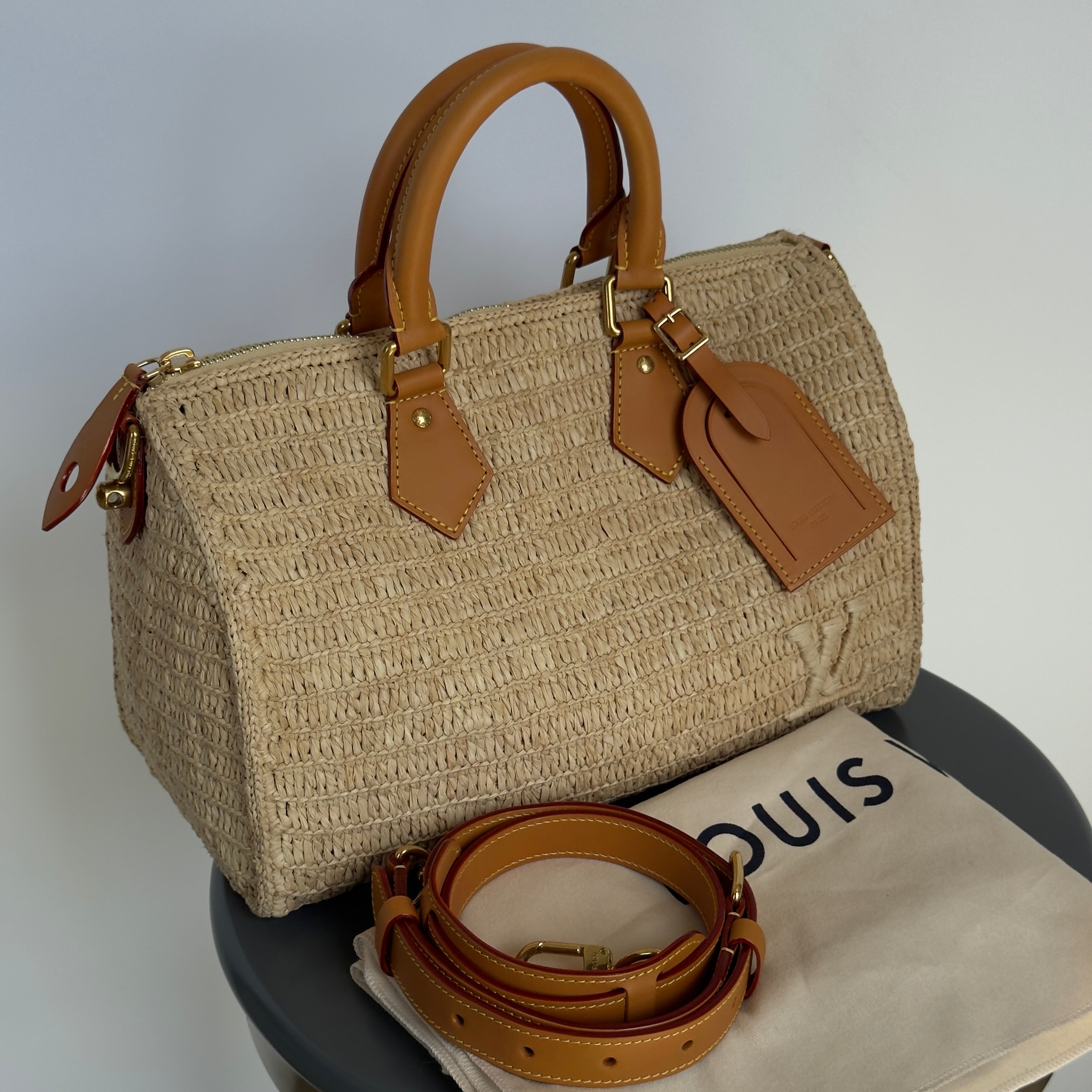 Louis Vuitton Speedy 30 Bandoulière Raffia - Queen May