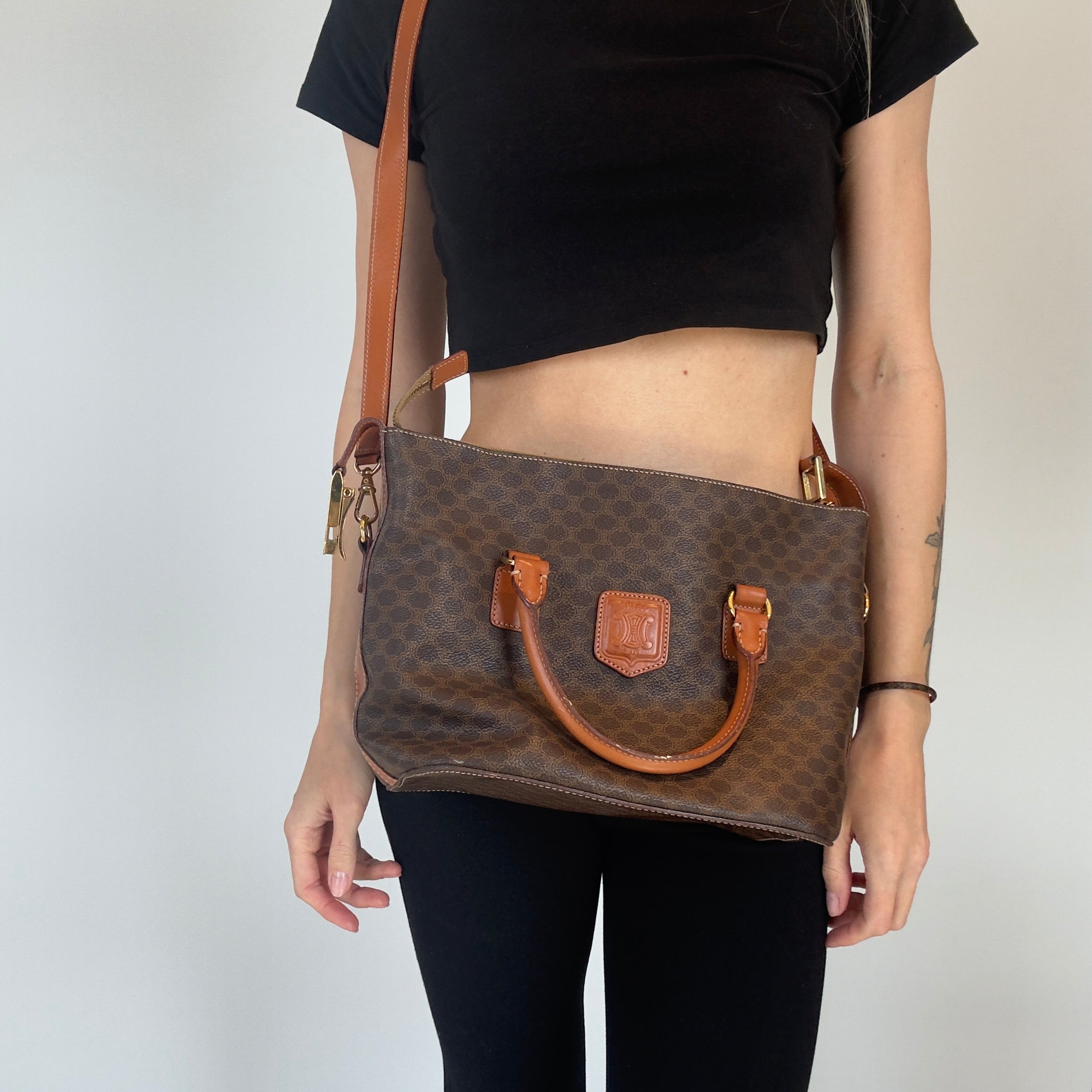 Vintage Celine Macadam Top Handle Strap Bag - Queen May