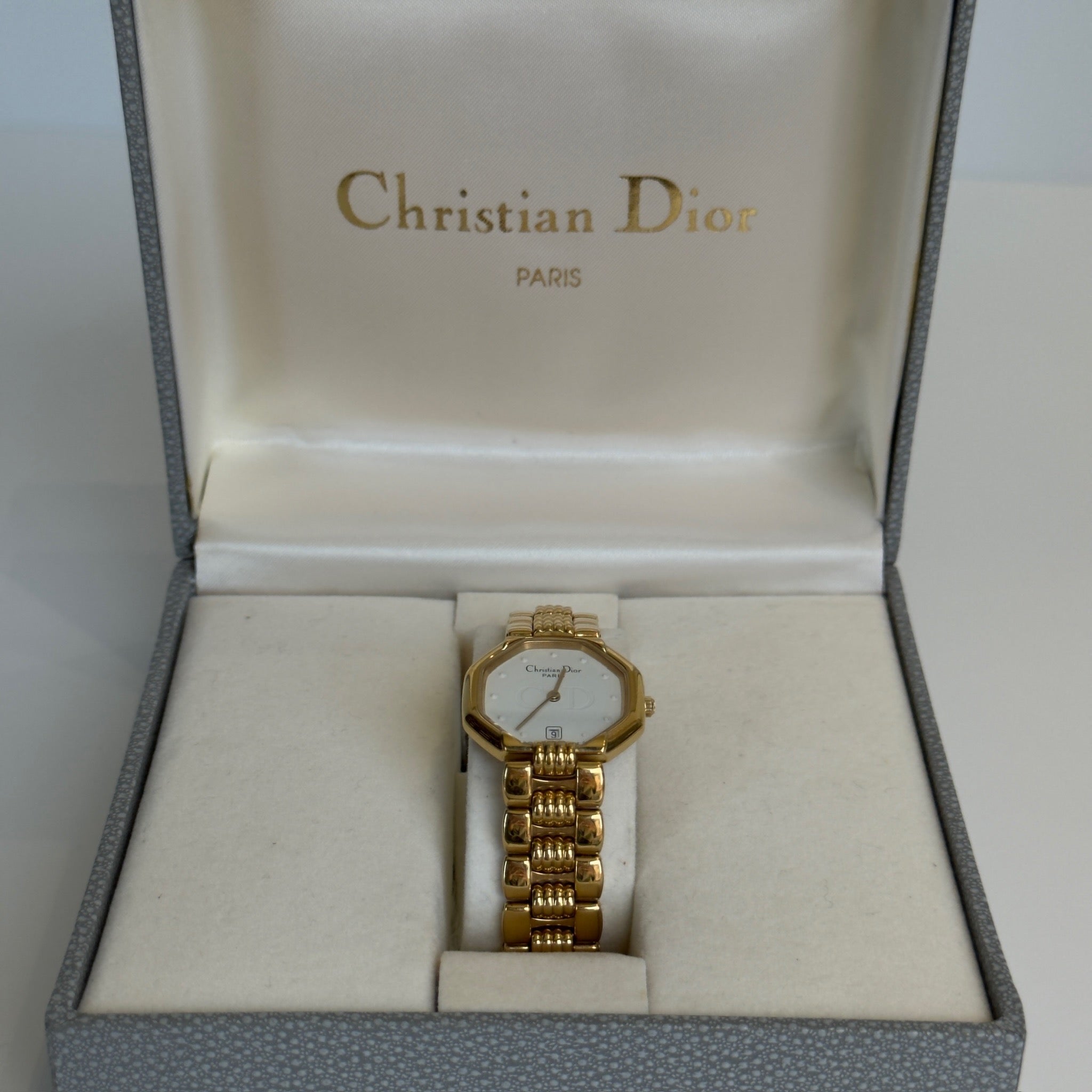 Dior White Dial Octagon D48-153 Link Watch - Queen May