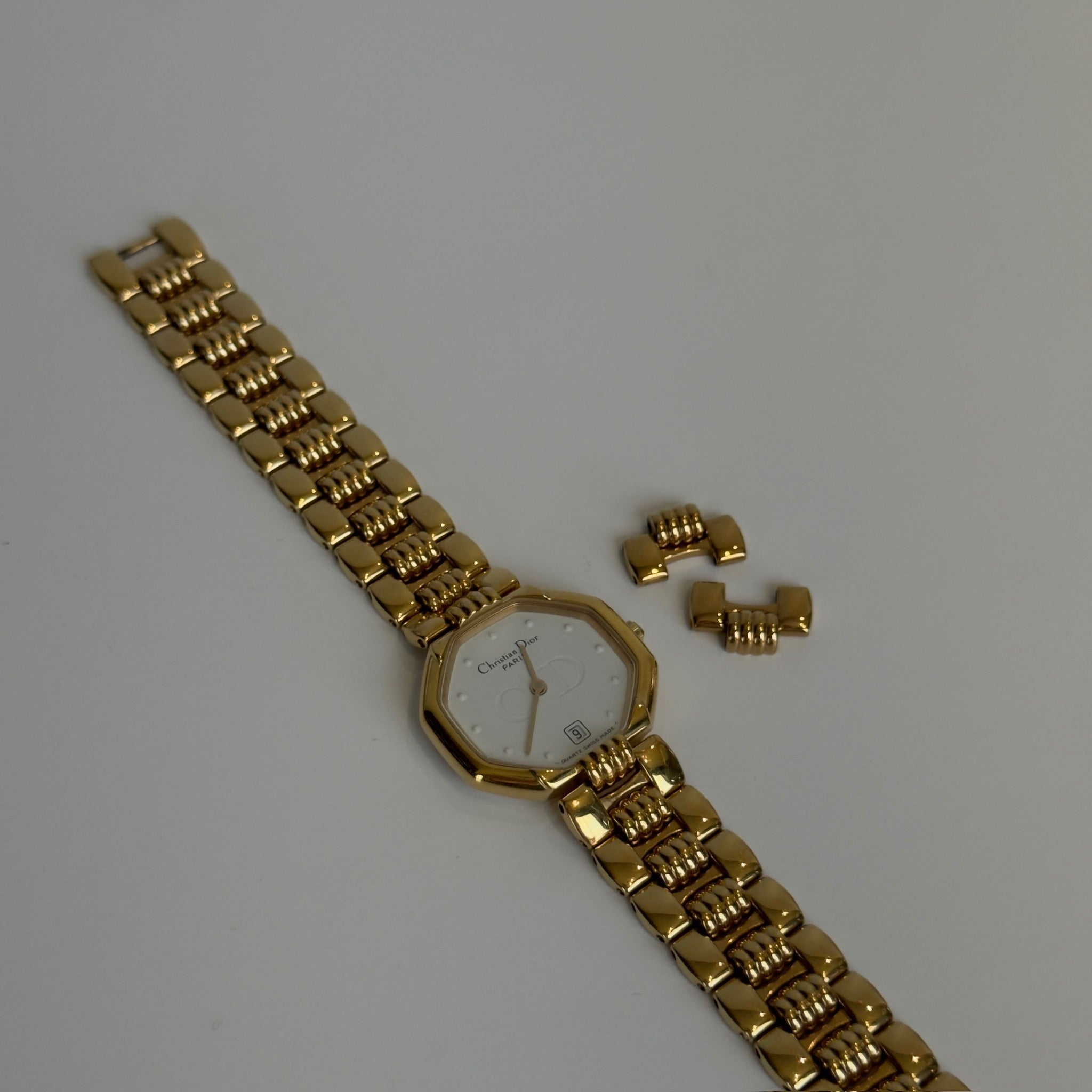 Dior White Dial Octagon D48-153 Link Watch - Queen May