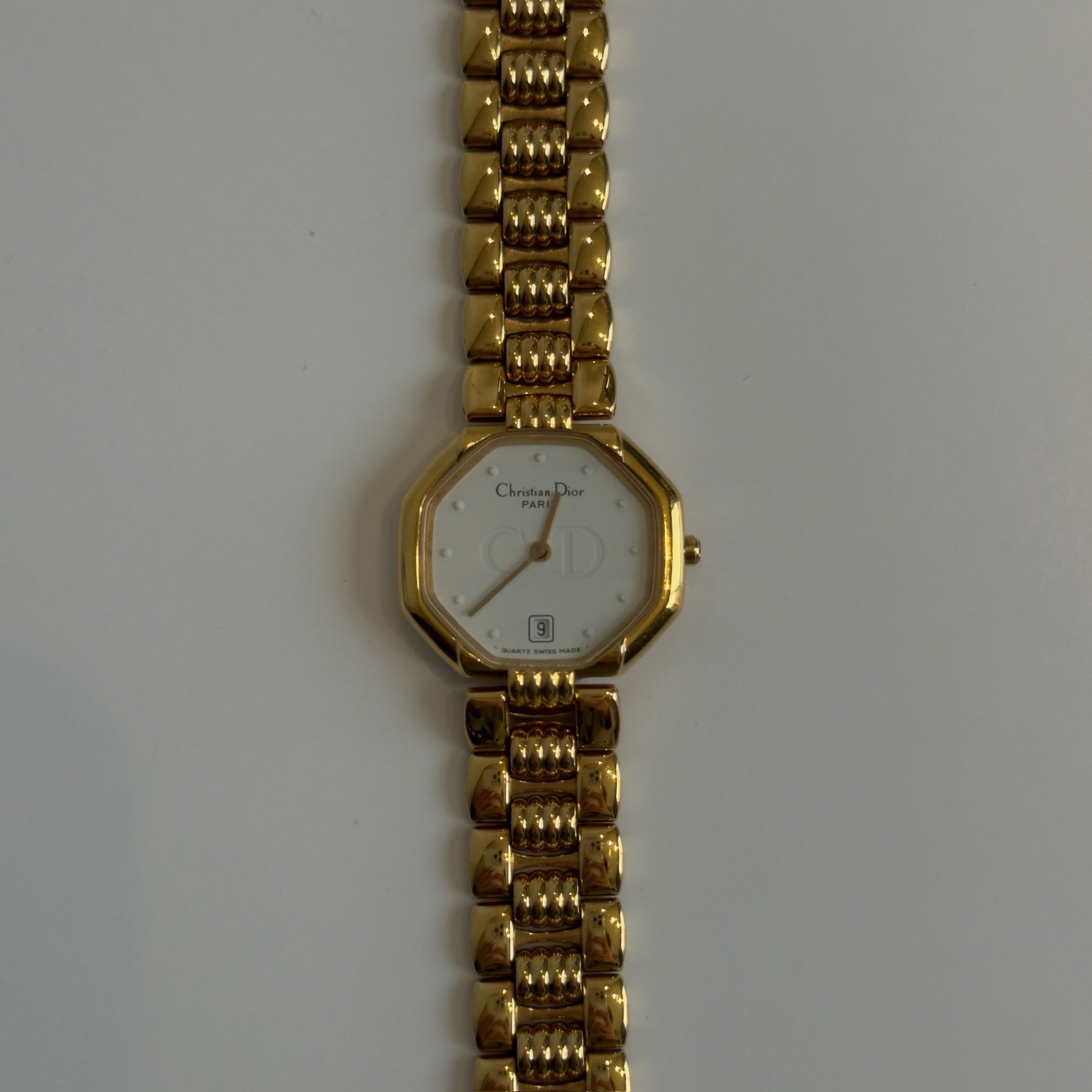 Dior White Dial Octagon D48-153 Link Watch - Queen May
