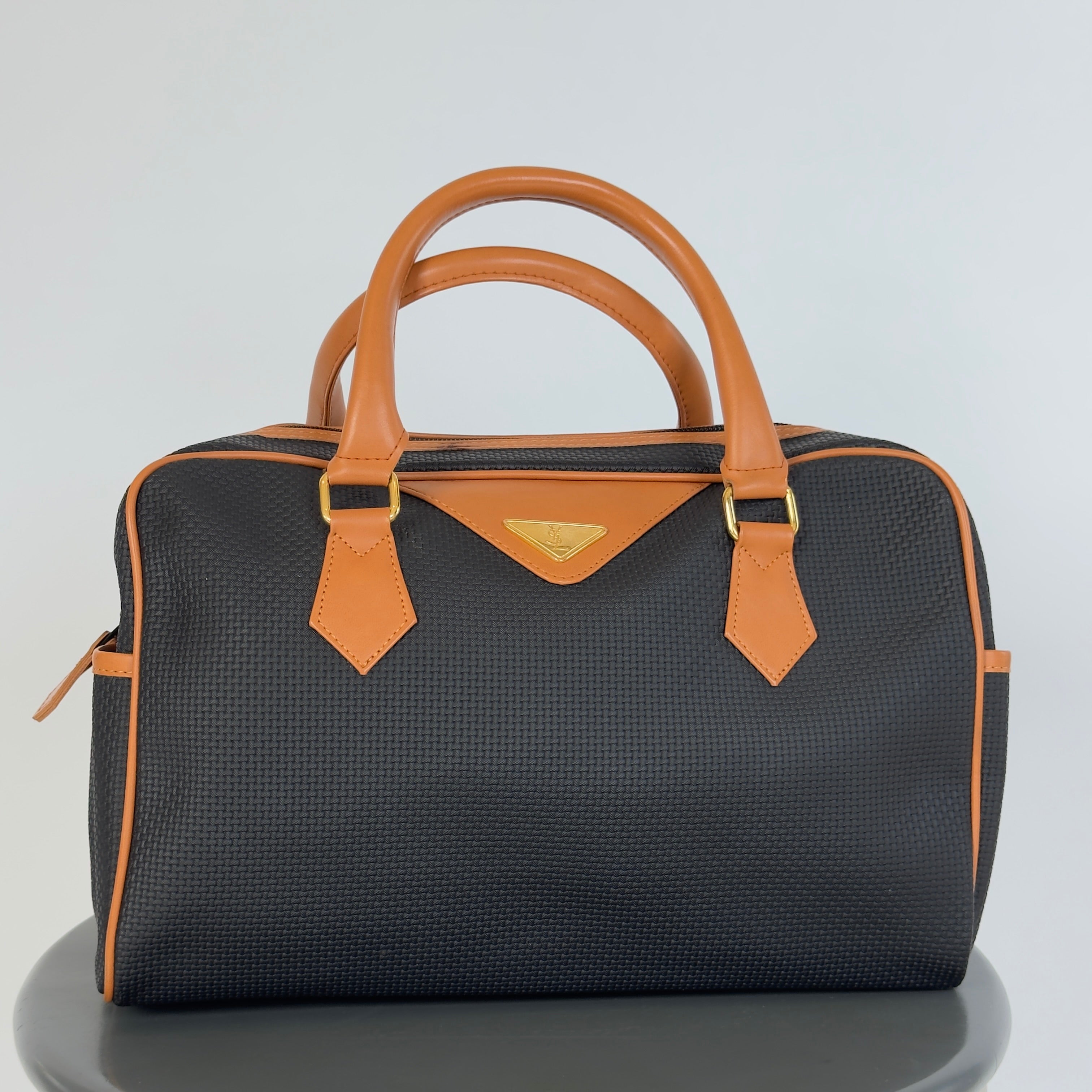 Vintage Yves Saint Laurent Top Handle Bag & Pouch Navy - Queen May