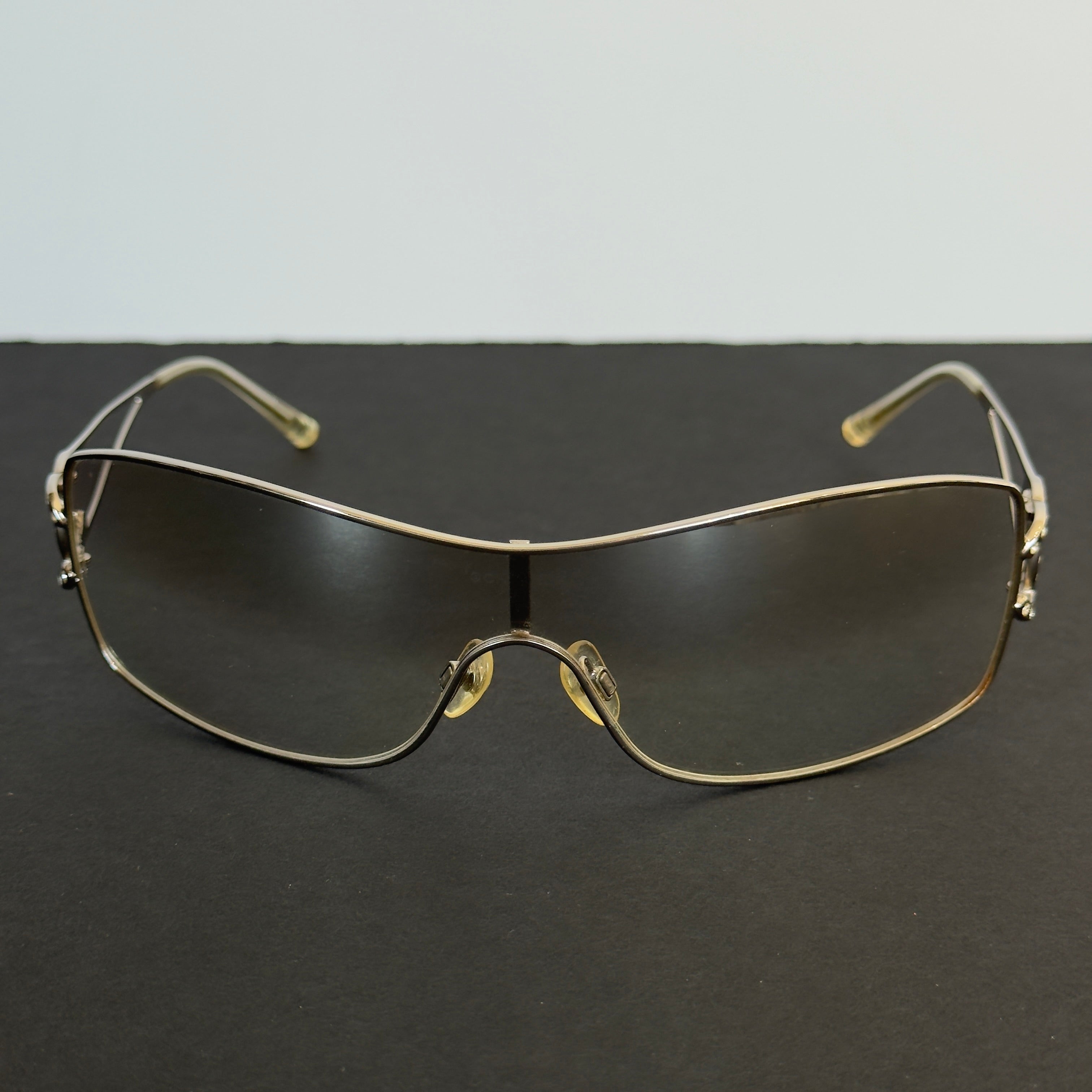 Chanel 2000s Swarowski CC Logo Shield Sunglasses - Queen May