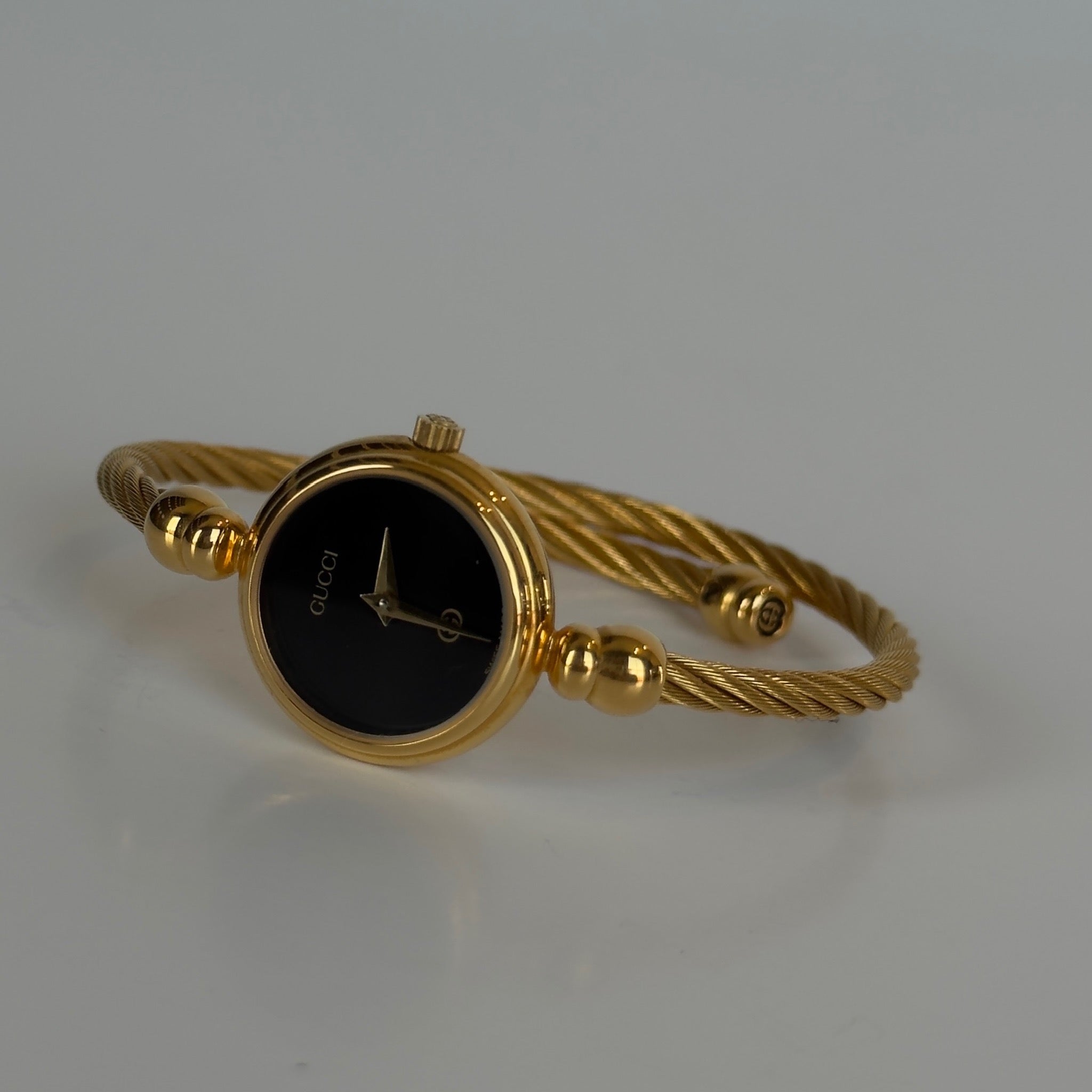 Gucci 20mm Black Dial Rope Bangle Watch - Queen May